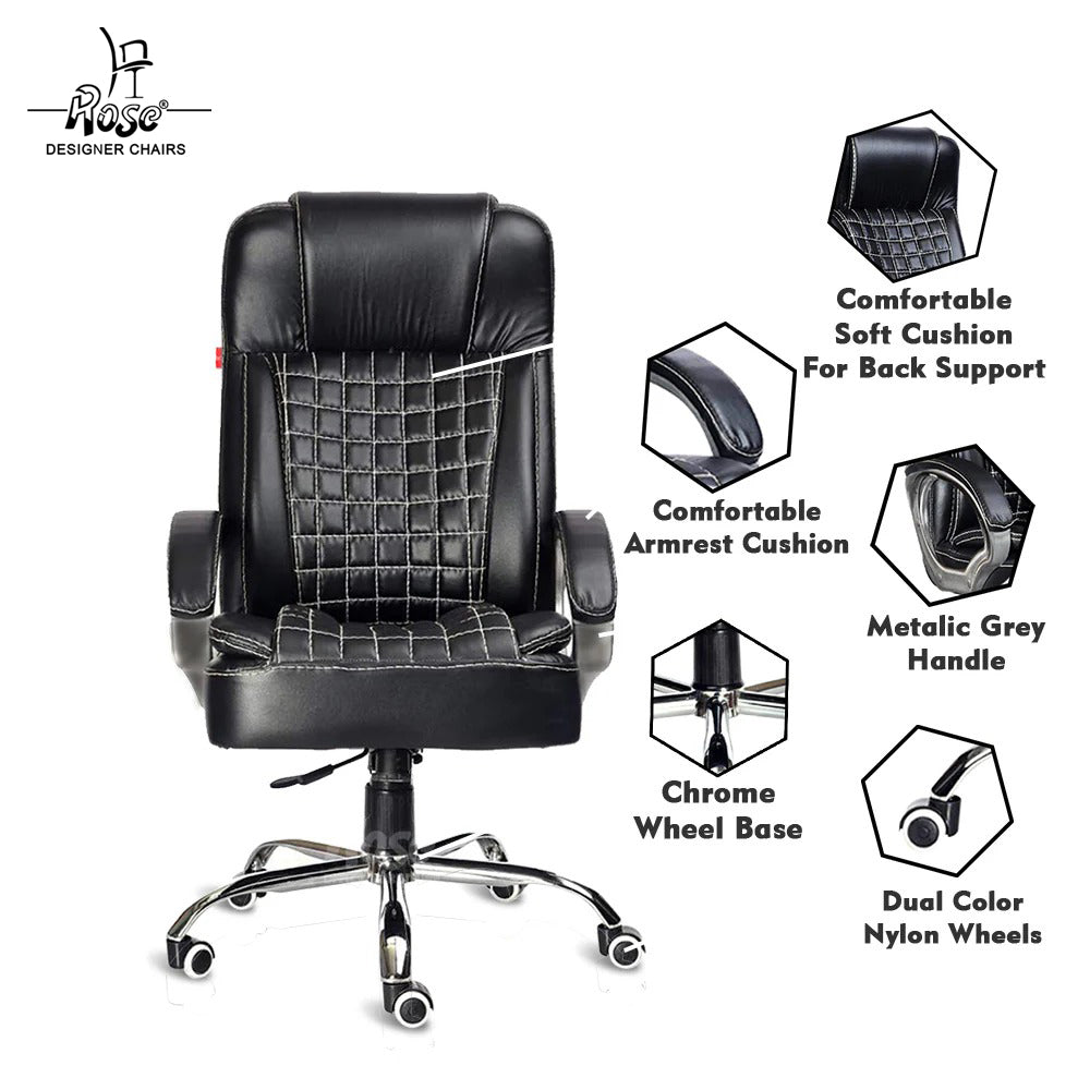 ROSE® Eleganz Leatherette Executive High Back Chair (Black)
