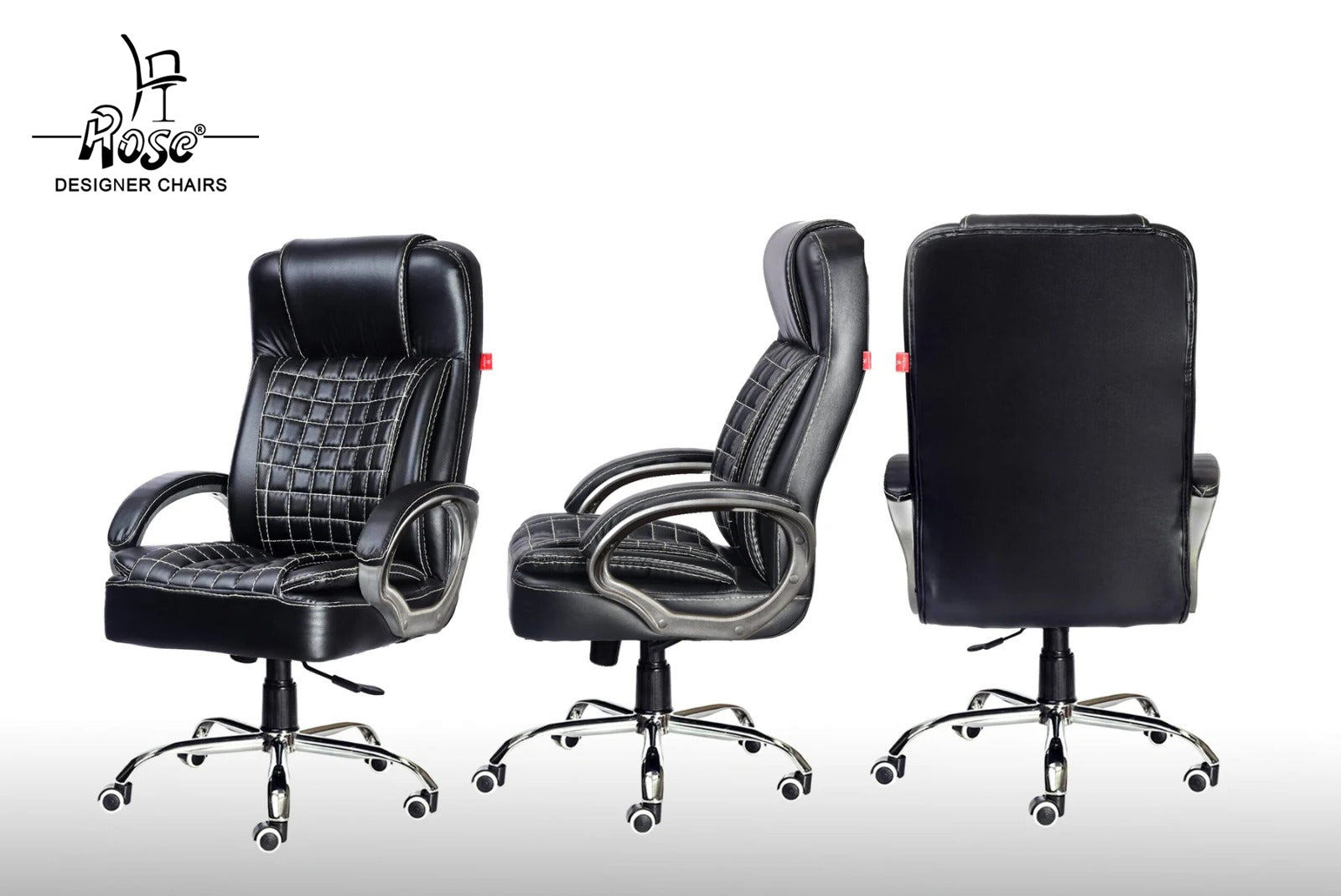 ROSE® Eleganz Leatherette Executive High Back Chair (Black)