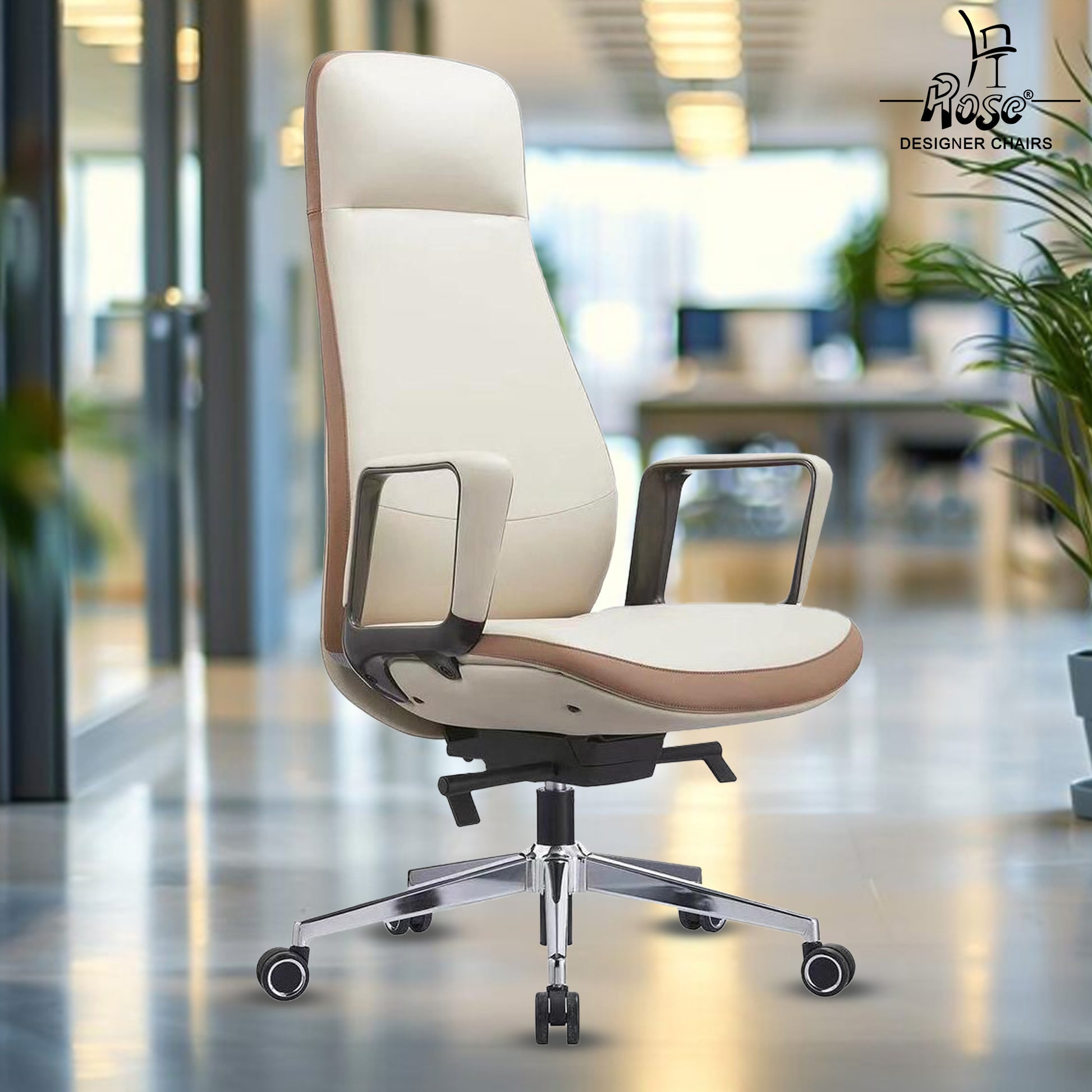 Rose Prestina Luxurious High Back Chair (Classic Cream and Brown)