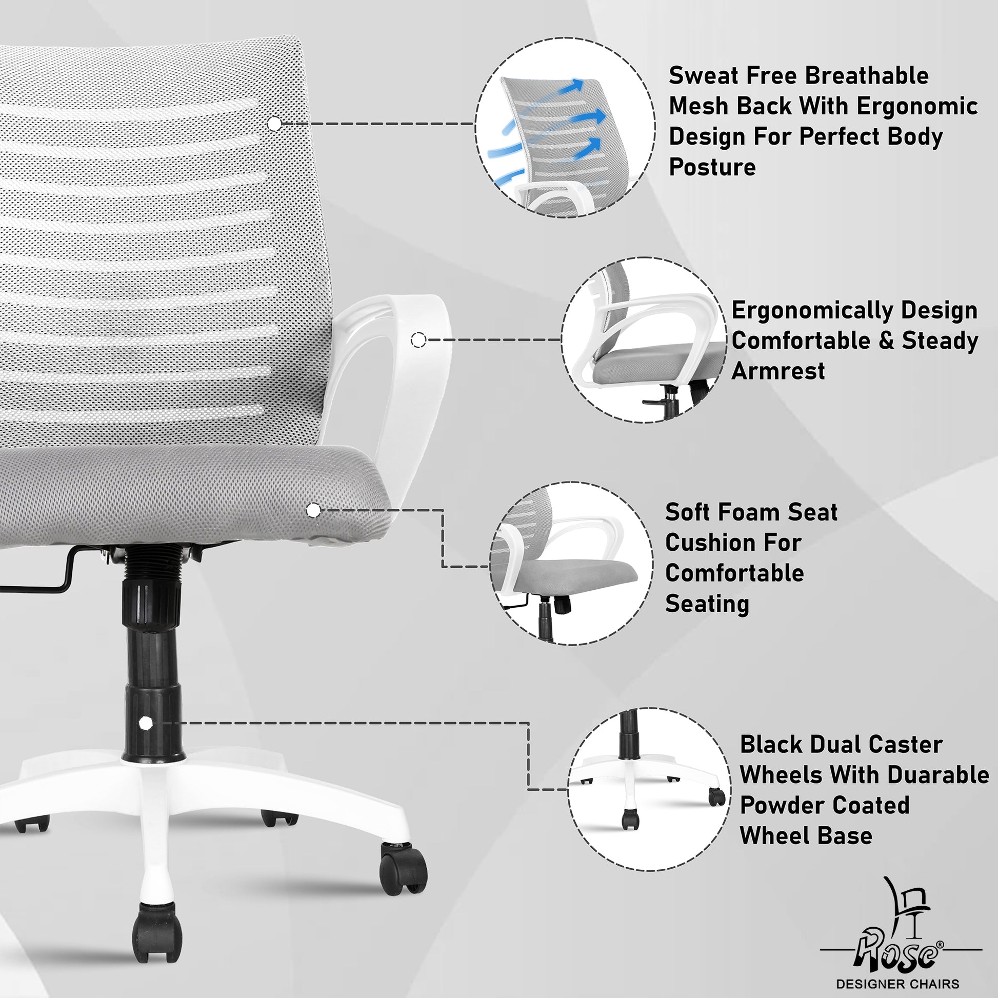 ROSE® Mesh Mid-Back chair (Elite)