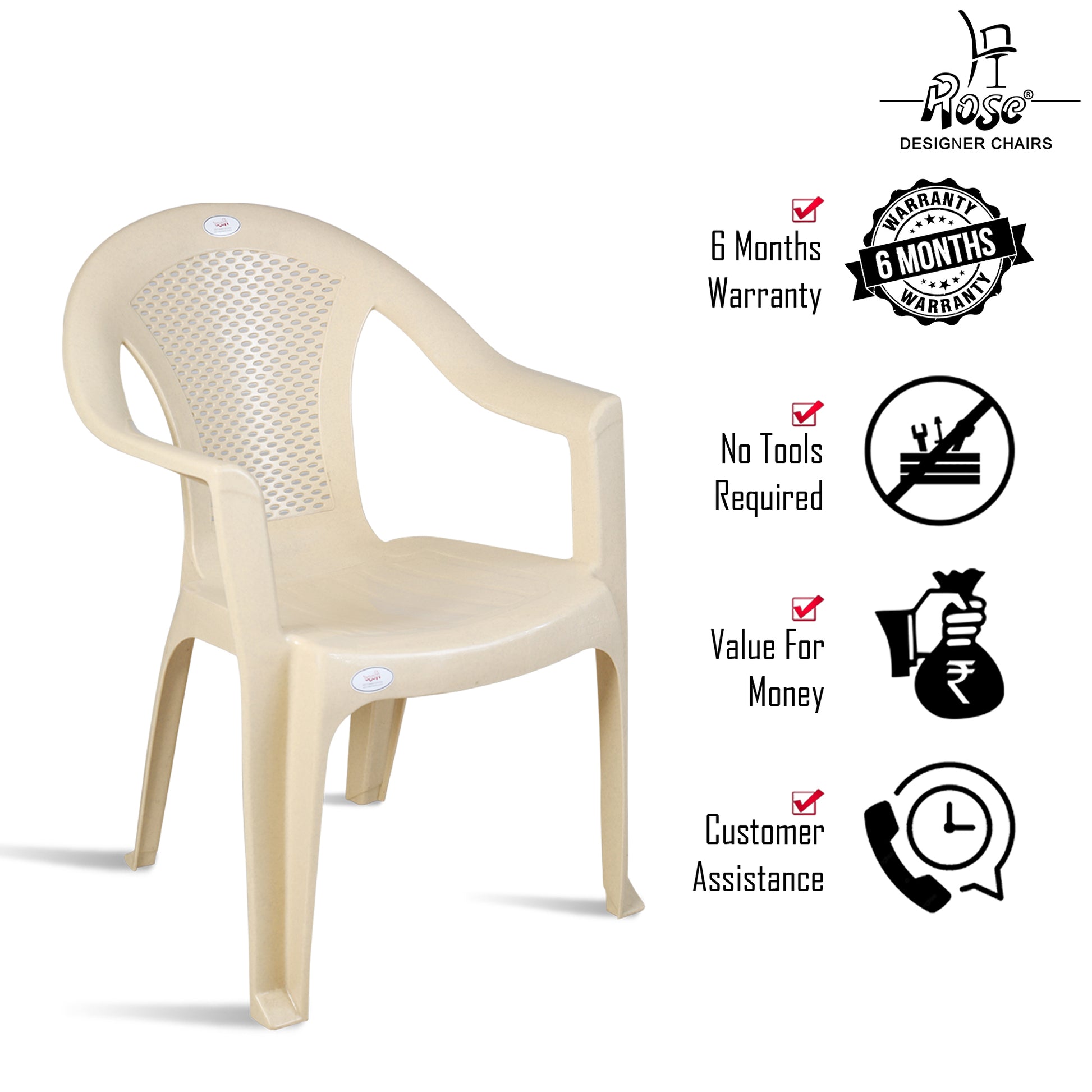 ROSE® Barry Plastic Chair | Indoor Outdoor Chair