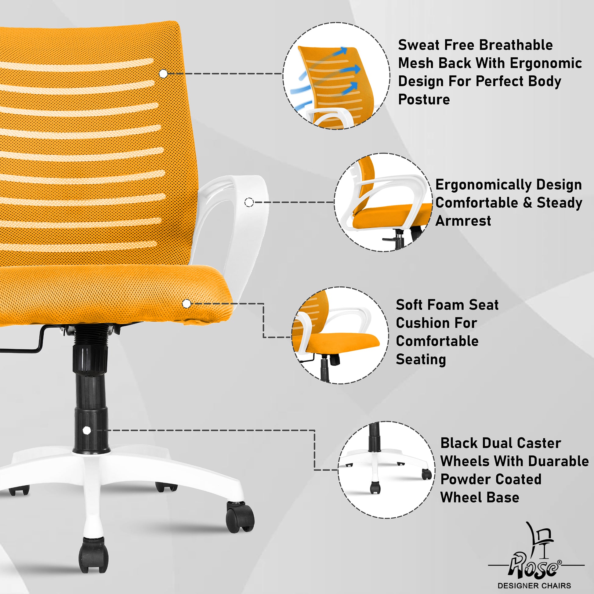 ROSE® Mesh Mid-Back chair (Elite)