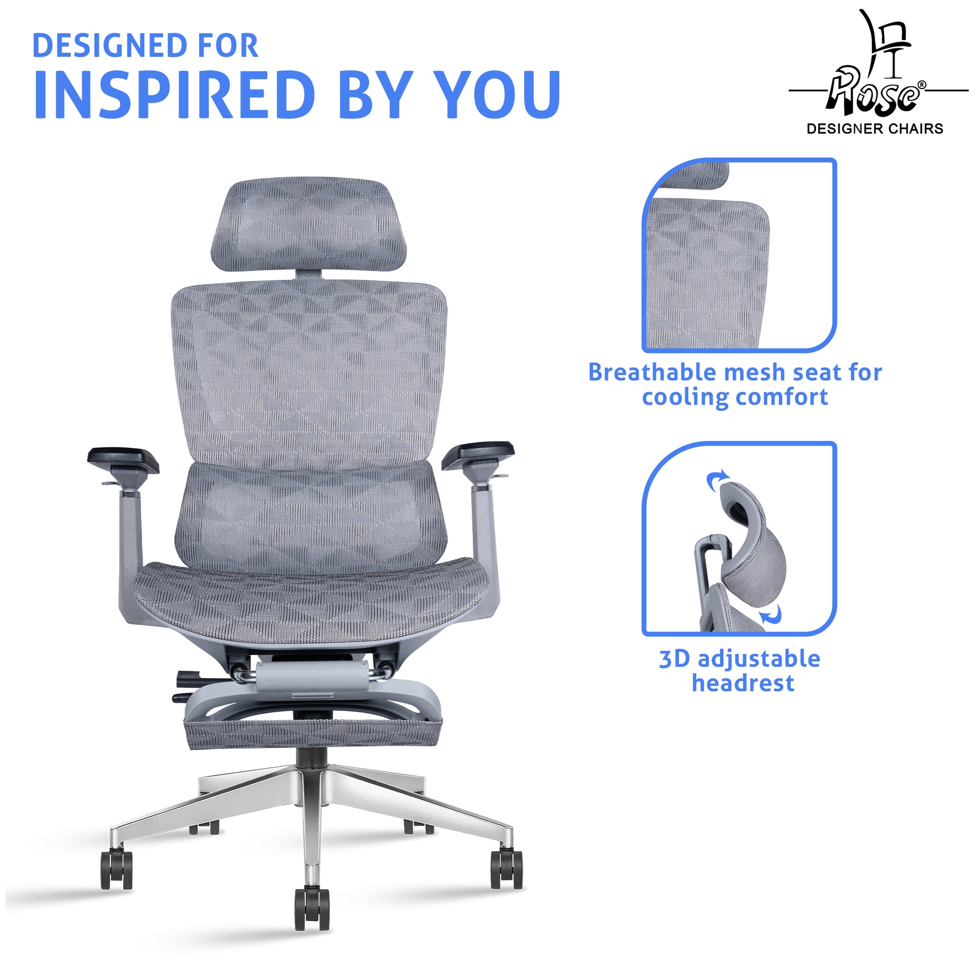 ROSE® Canary Premium Ergonomic Office Chair with Footrest
