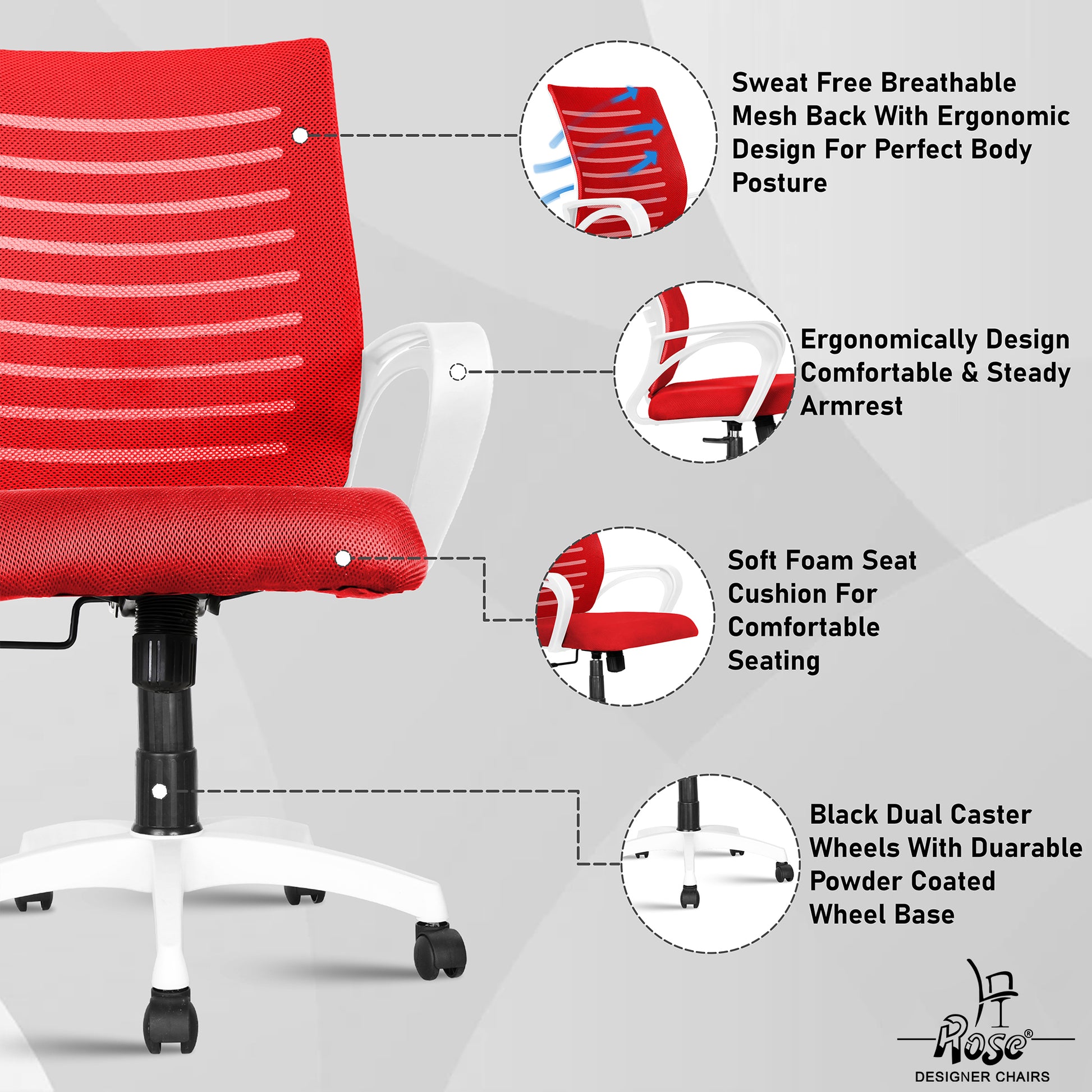ROSE® Mesh Mid-Back chair (Elite)