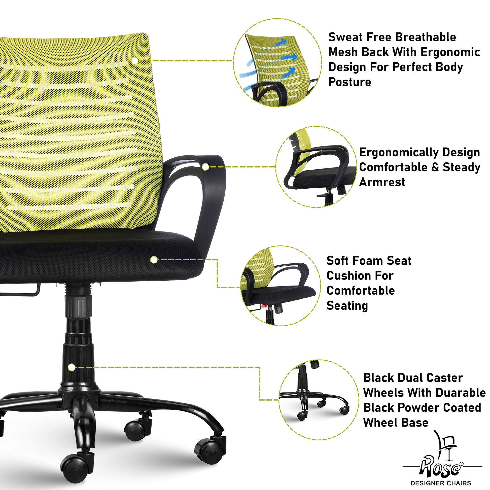 ROSE® Mesh Mid-Back chair (Elite)