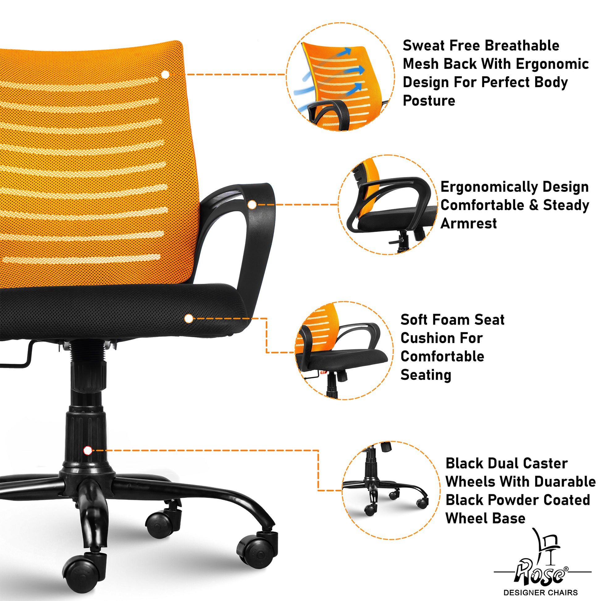 ROSE® Mesh Mid-Back chair (Elite)