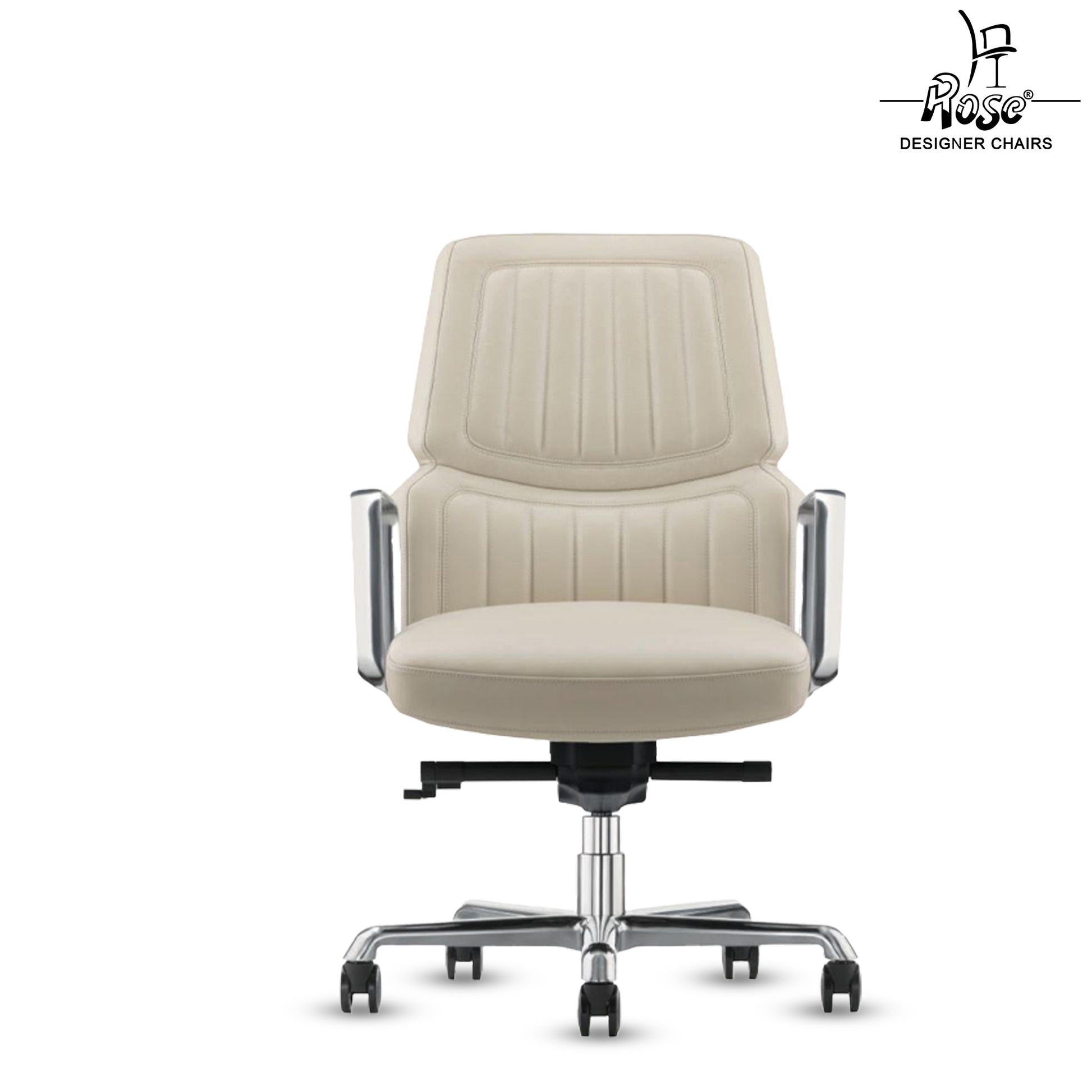 Rose Dhaka Luxurious Mid Back Chair (White)