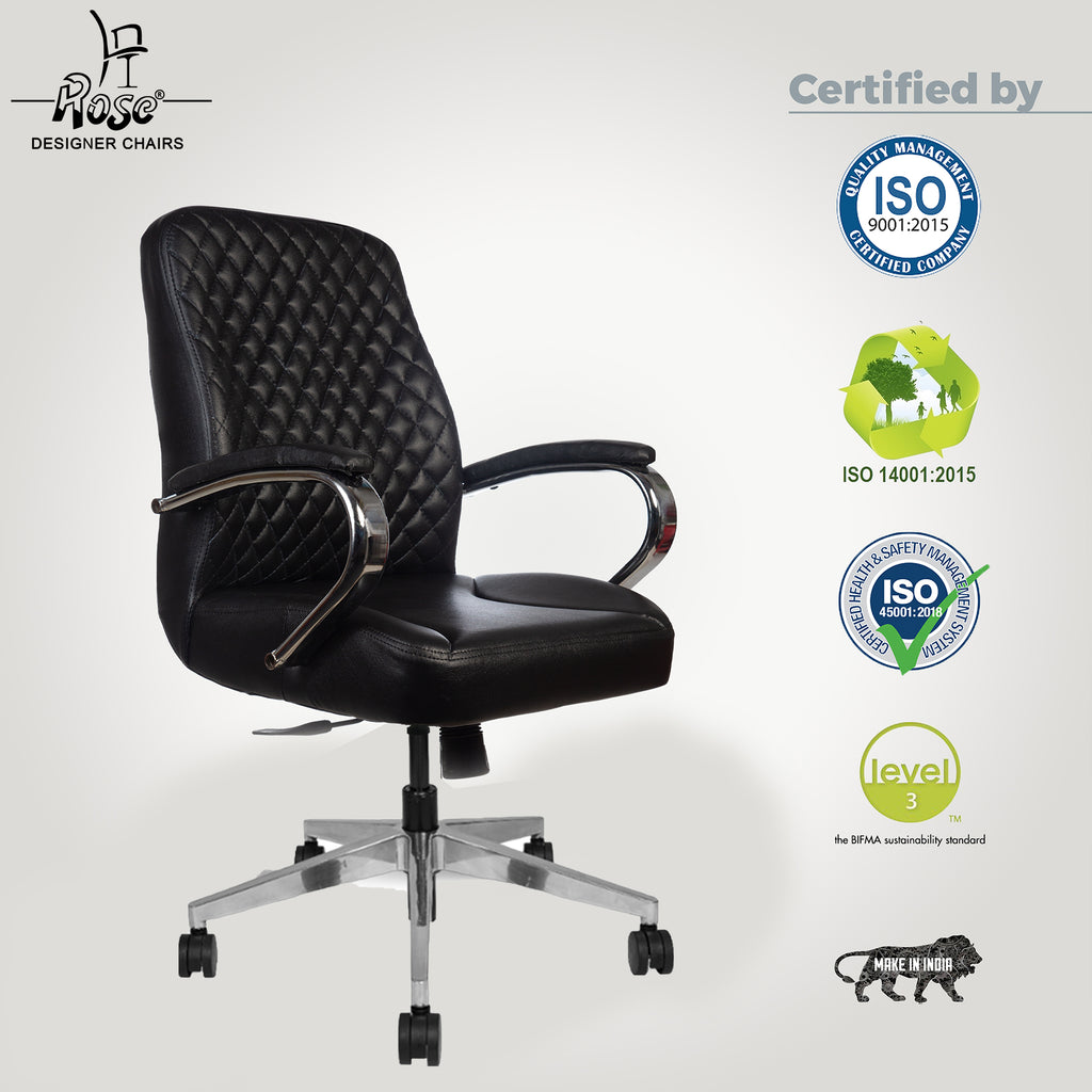ROSE® Big Bucket Mid Back Leatherette Executive Office Chair (White)