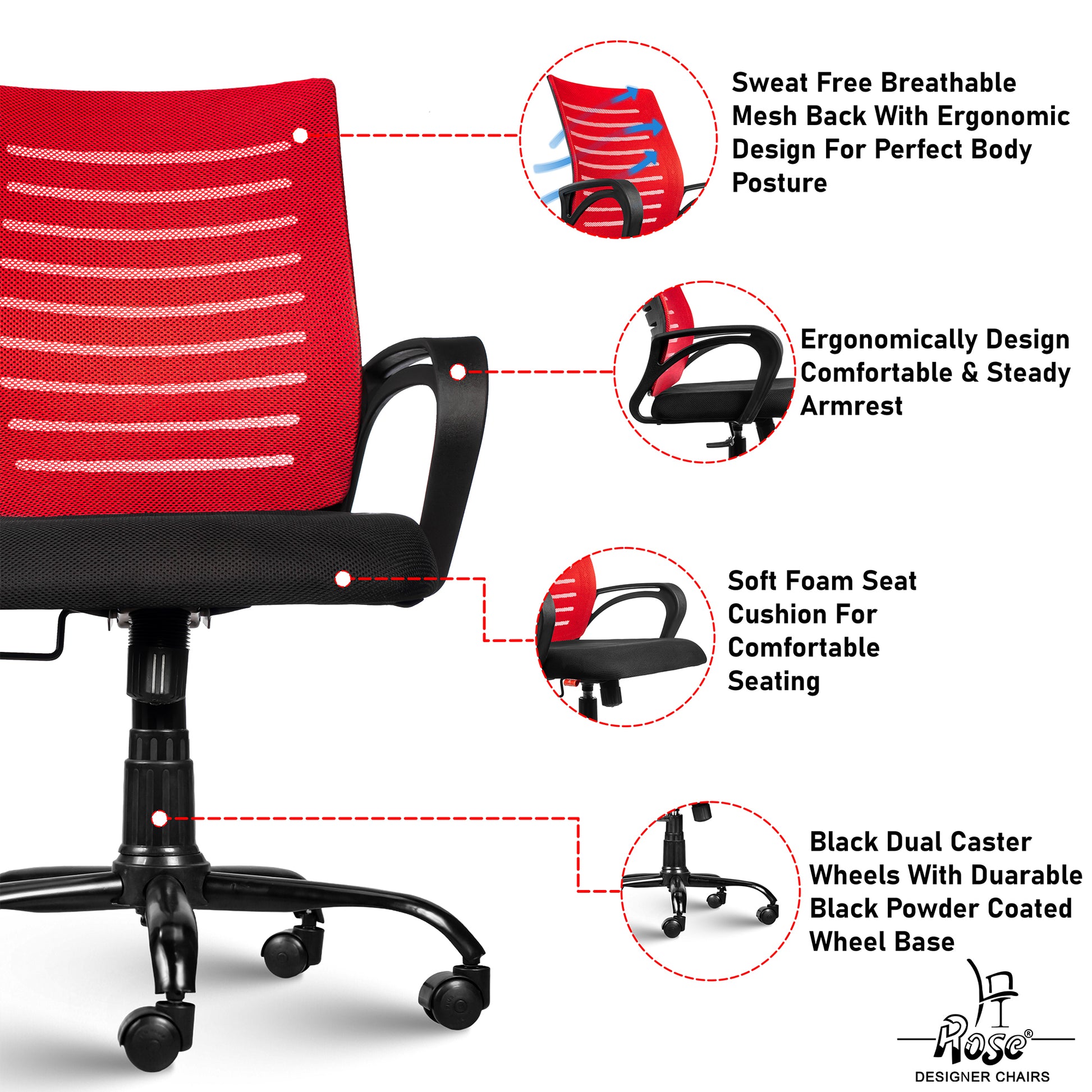 ROSE® Mesh Mid-Back chair (Elite)
