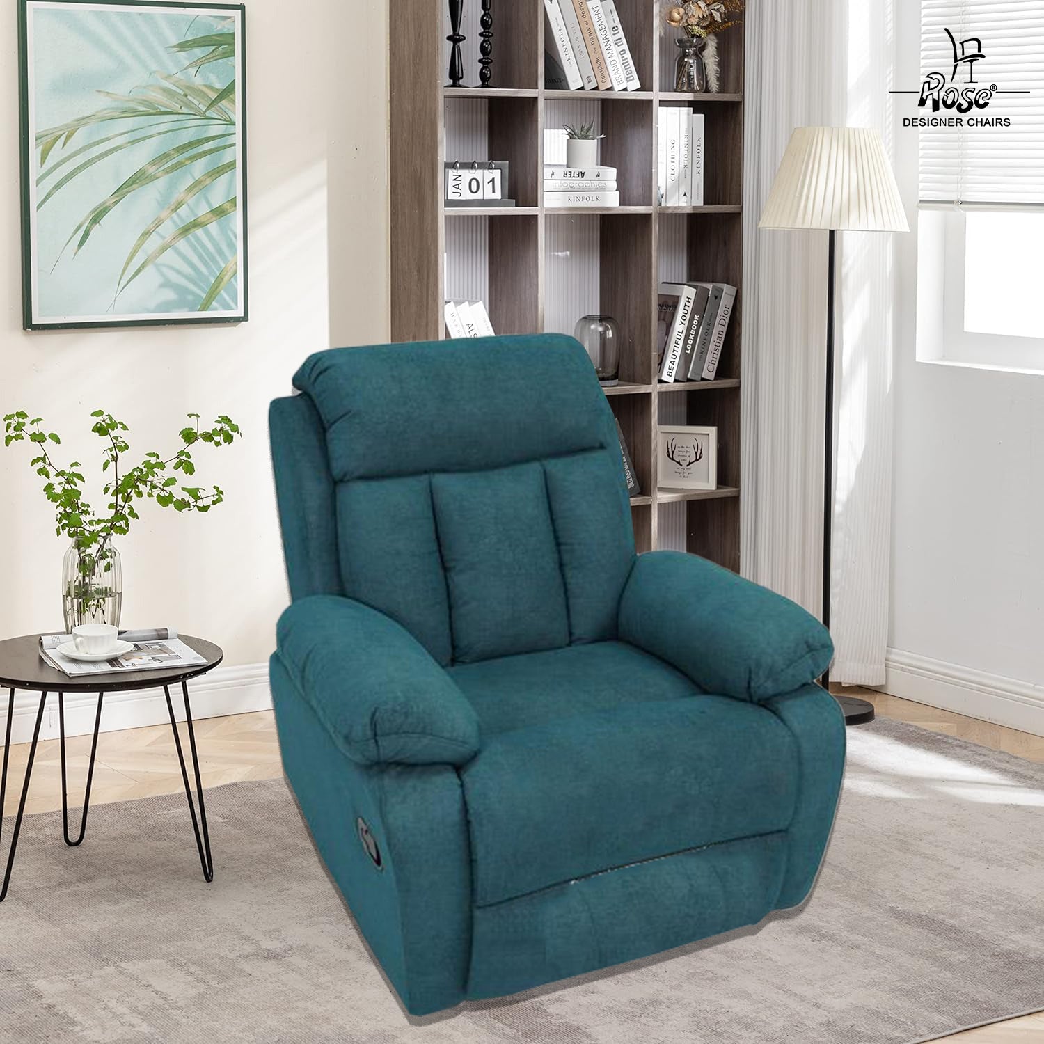 Rose Denmark Recliner | Single R | Manual Recliner (Peacock green)