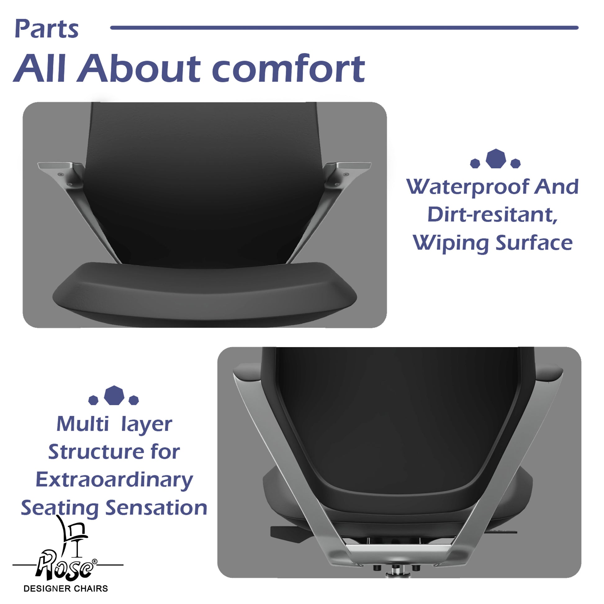 ROSE® Pablo High Back Office & Home Chair (Black (PU Leatherette)