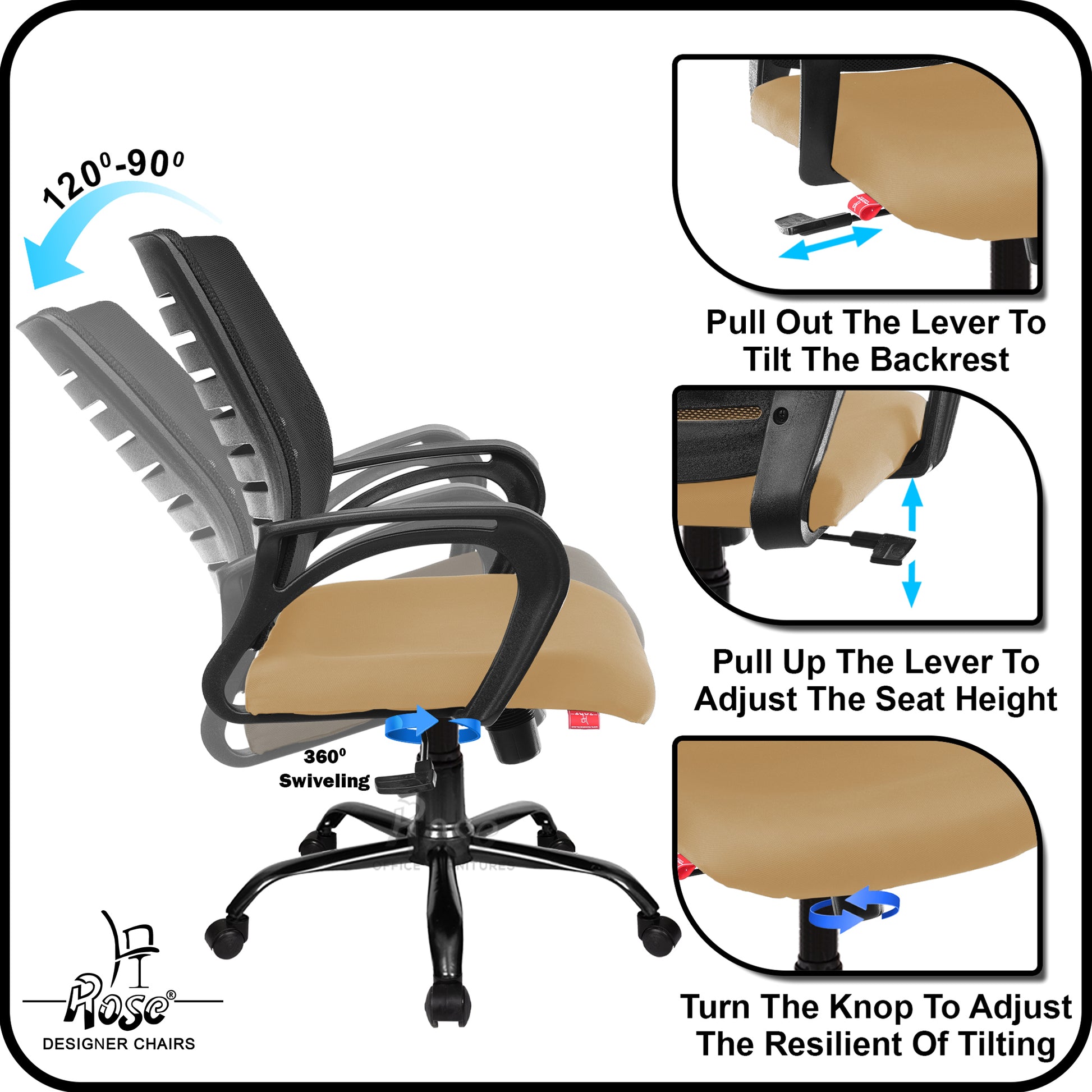 ROSE® Mesh Mid-Back chair (Elite)