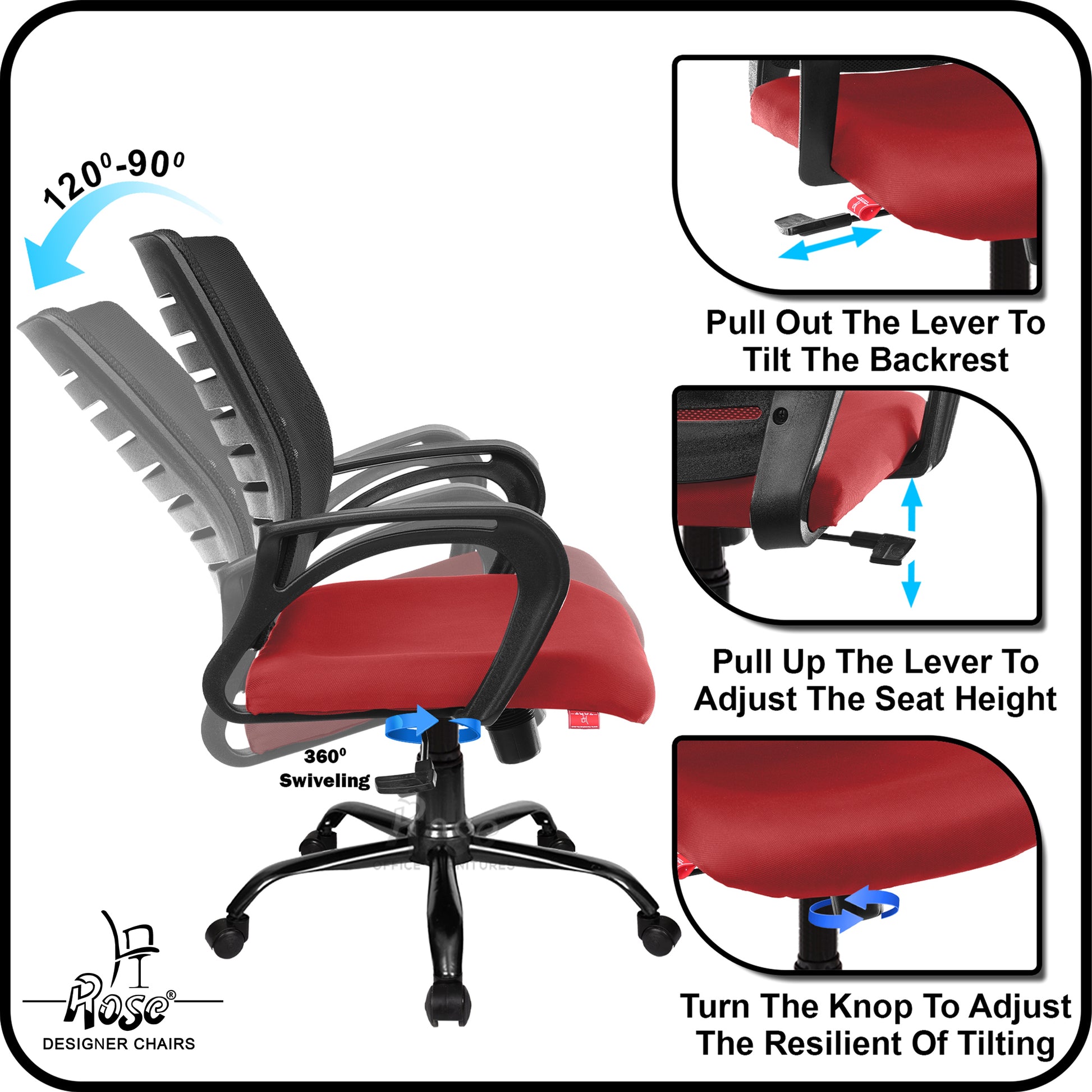ROSE® Mesh Mid-Back chair (Elite)