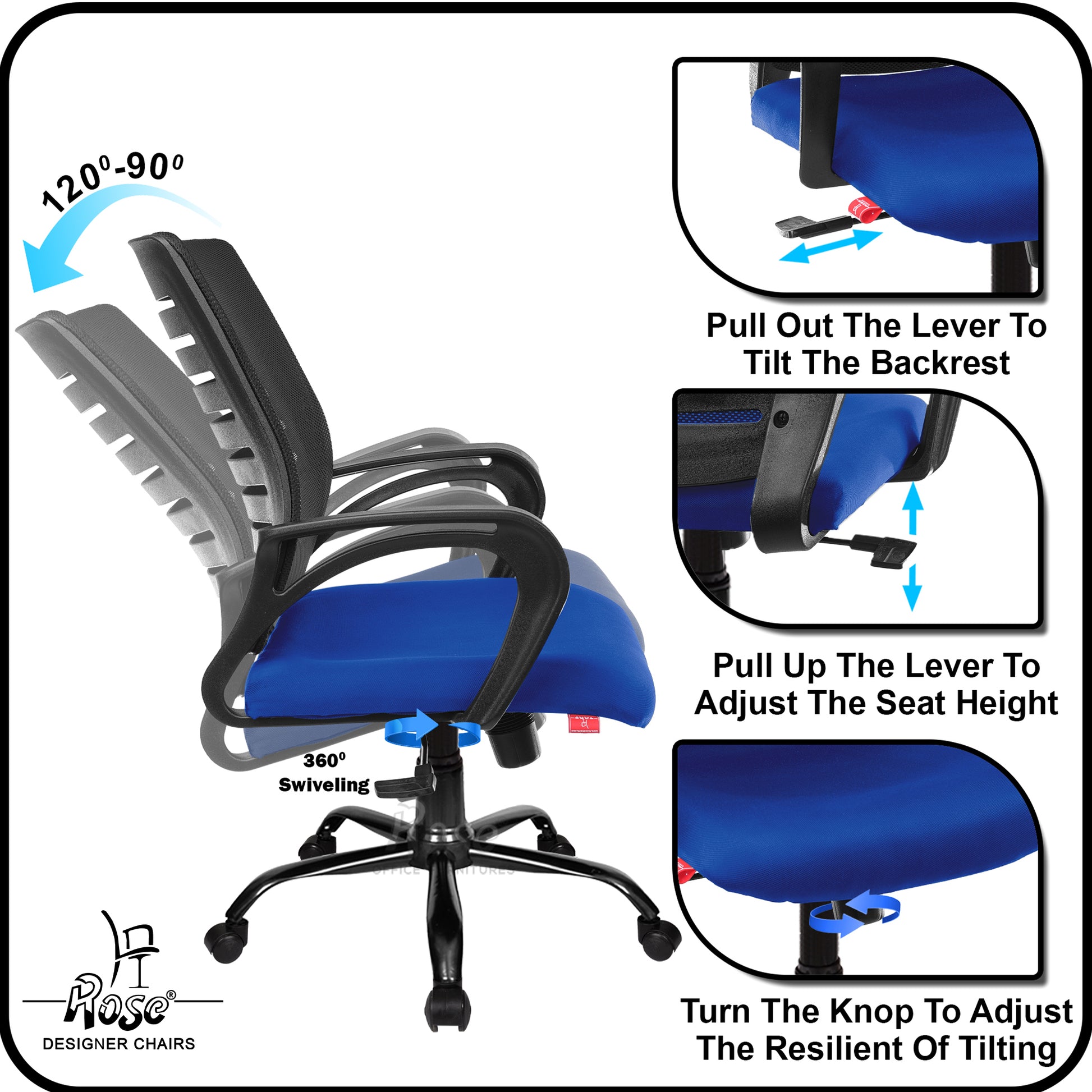 ROSE® Mesh Mid-Back chair (Elite)