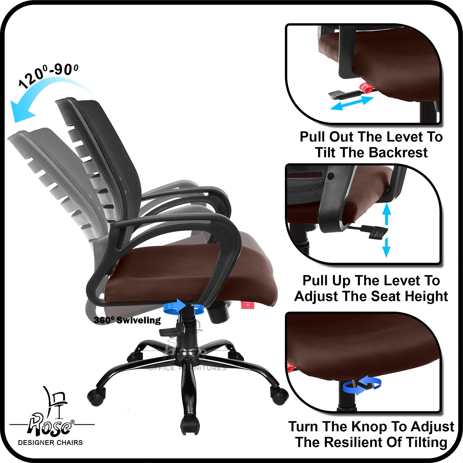 ROSE® Mesh Mid-Back chair (Elite)
