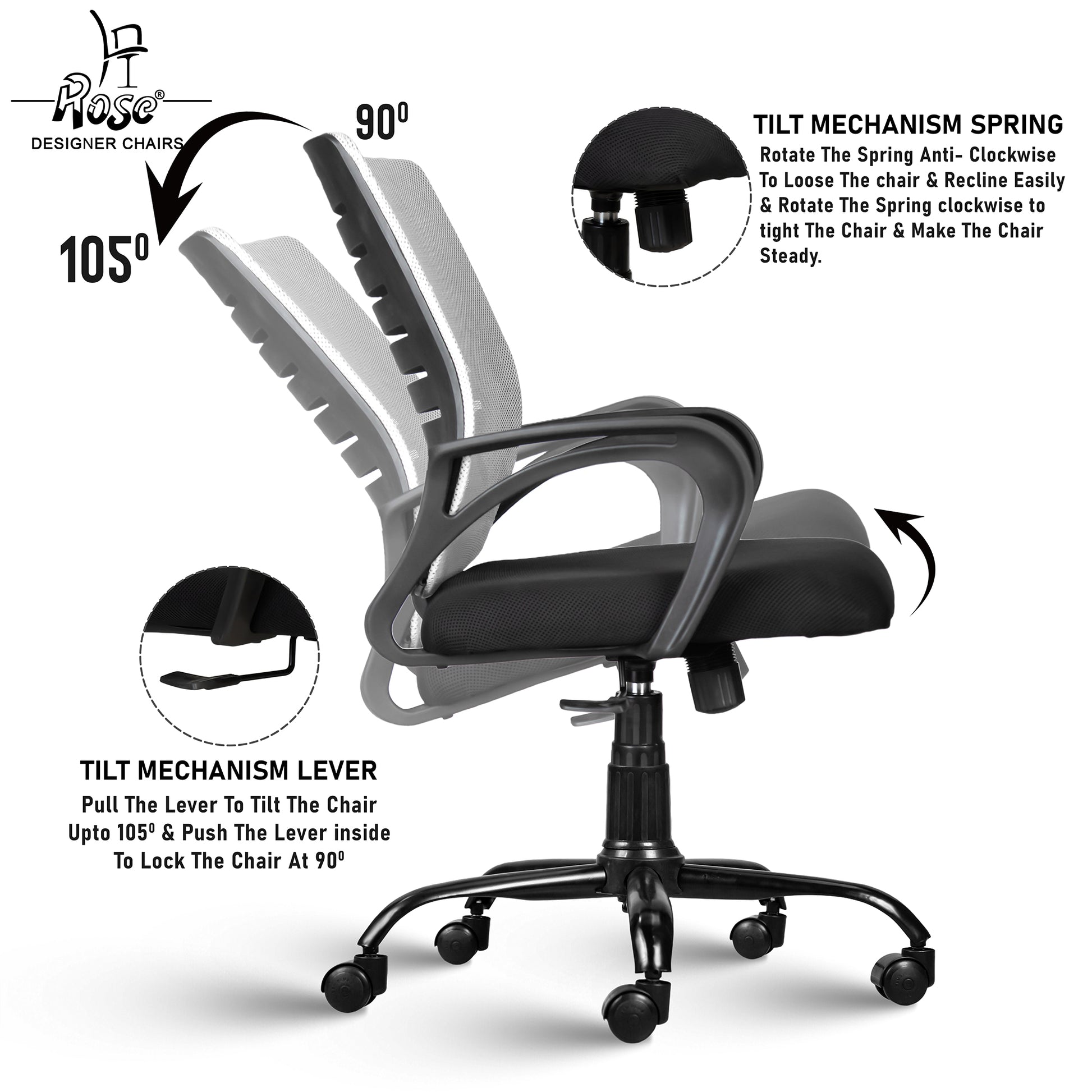 ROSE® Mesh Mid-Back chair (Elite)