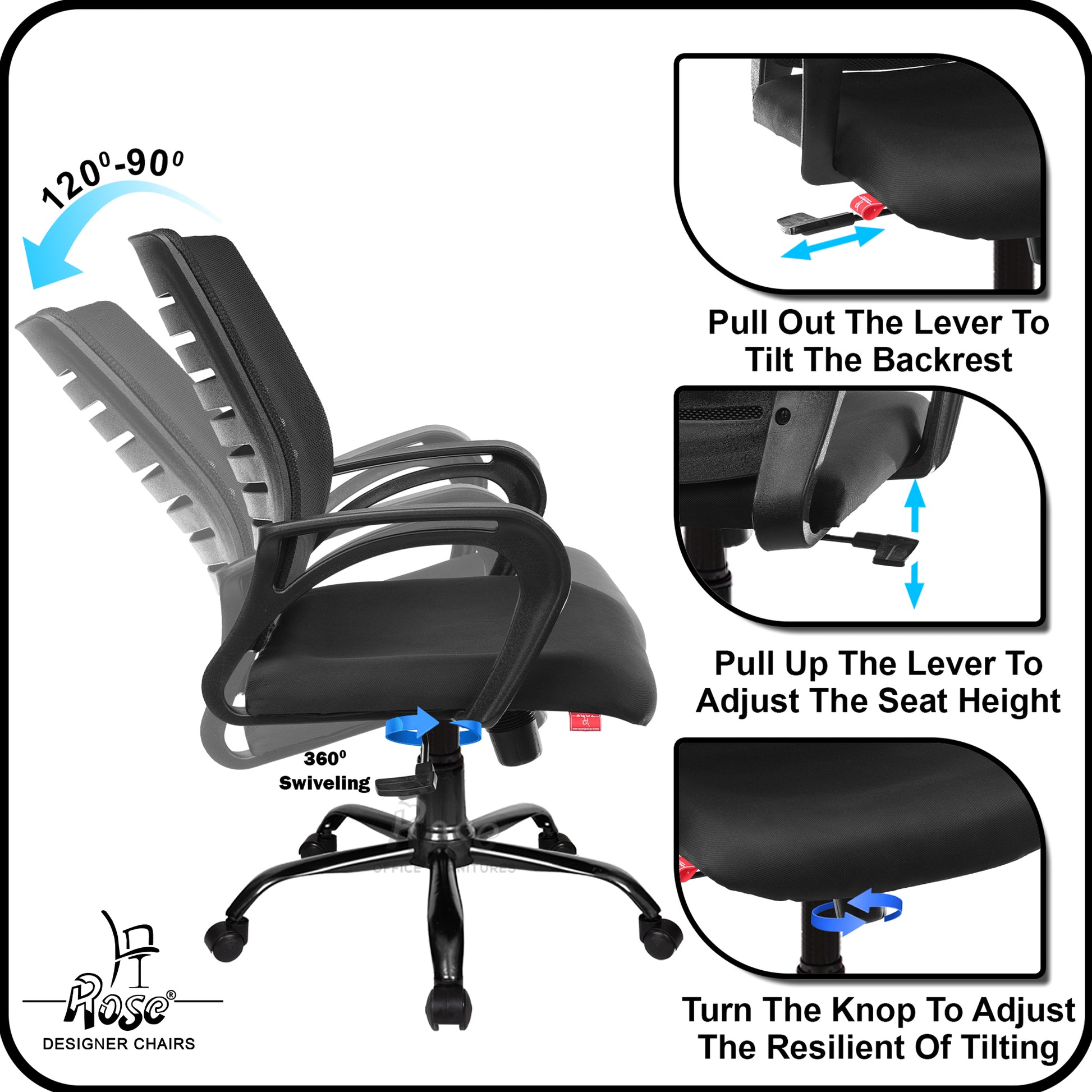 ROSE® Mesh Mid-Back chair (Elite)