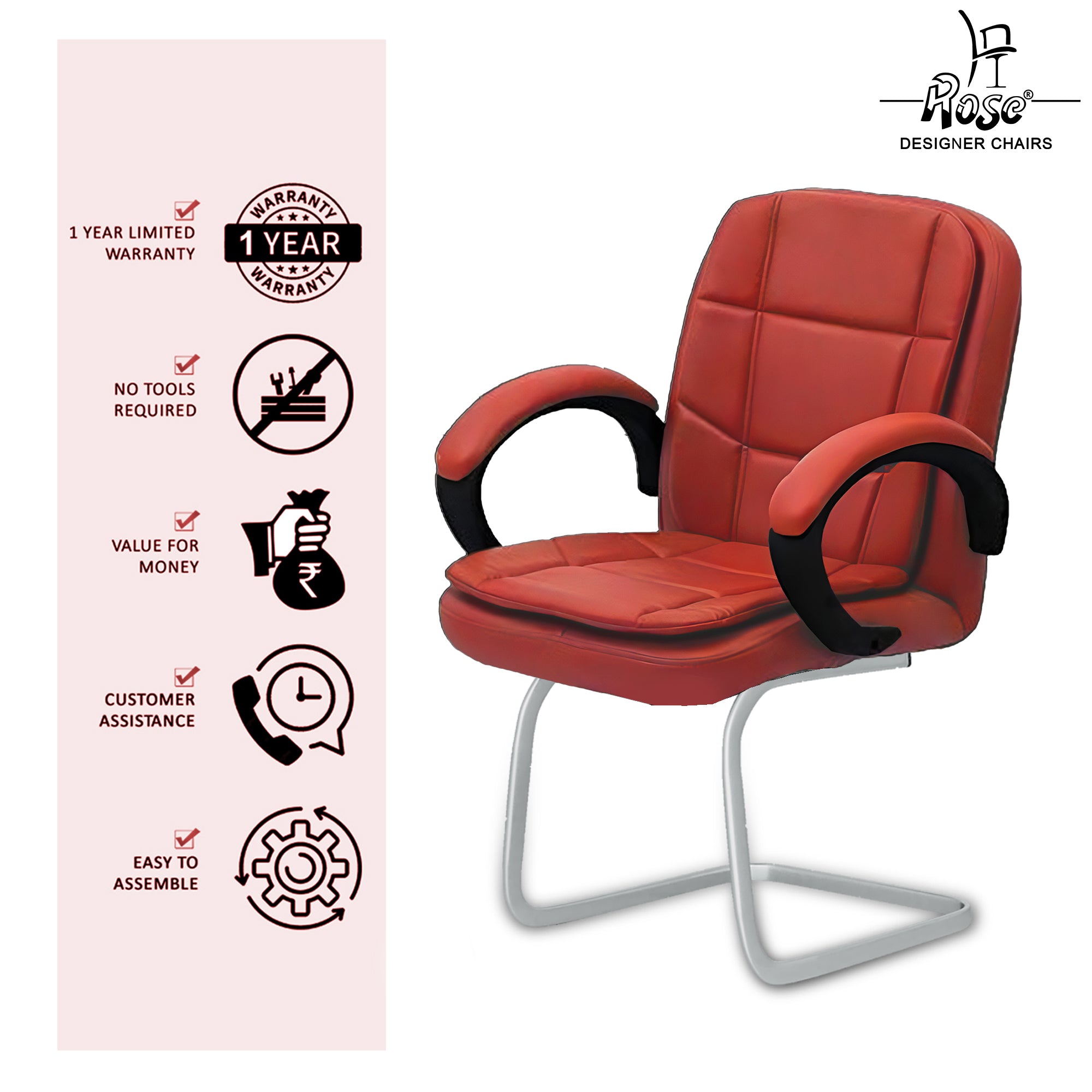 ROSE® Oliveya Leatherette Executive Mid Back Visitor Office Chair