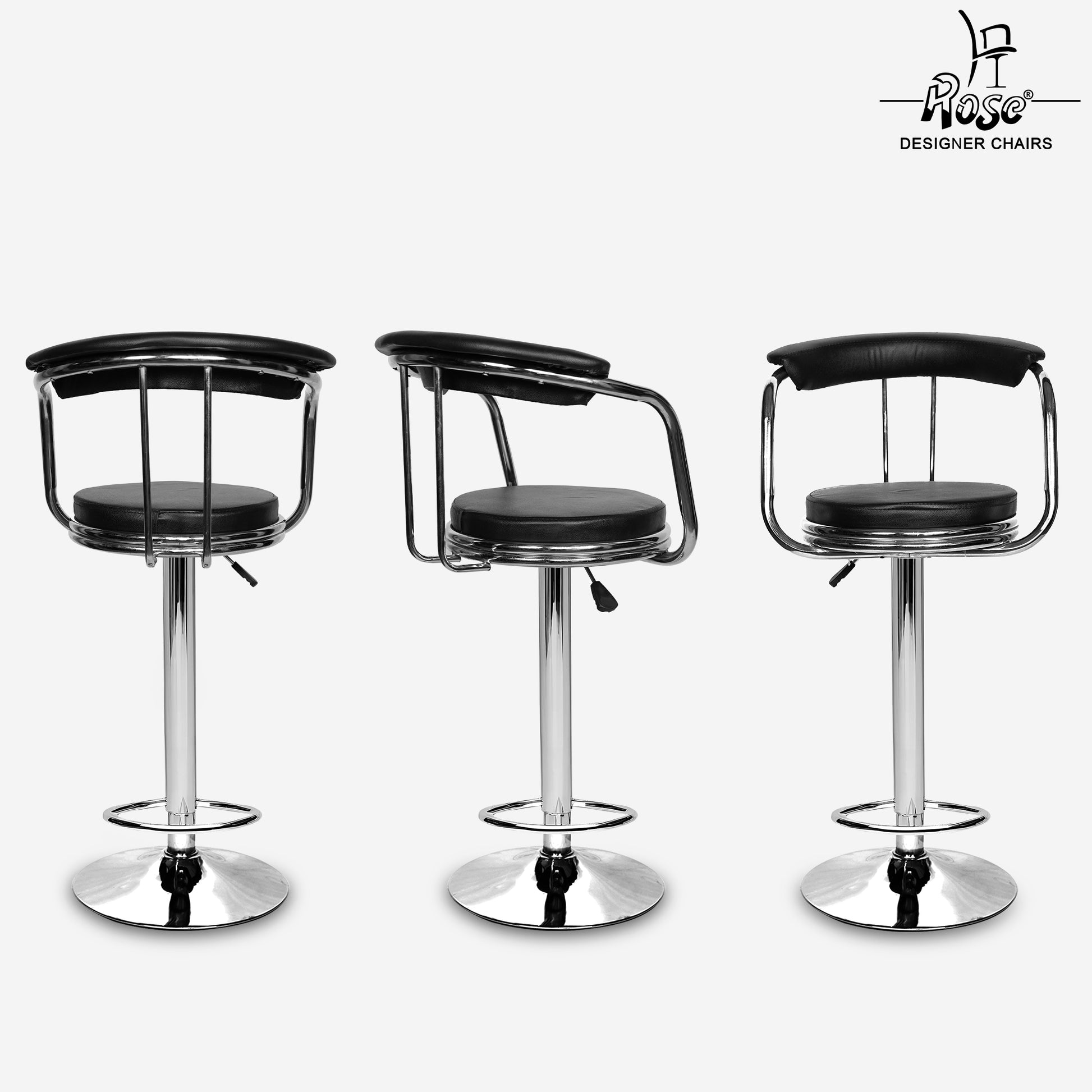 Rose® Kiya BarStool Height Adjustable & Revolving Bar Stool/Kitchen Chair (Black)