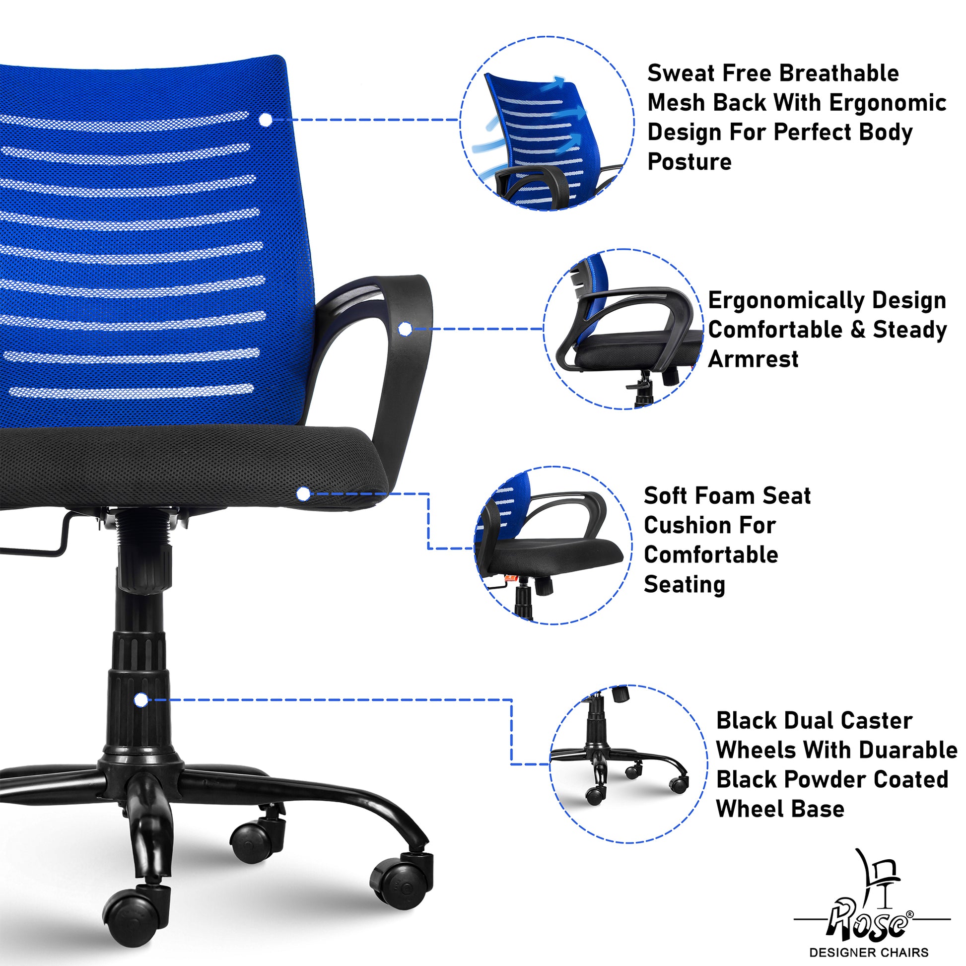 ROSE® Mesh Mid-Back chair (Elite)