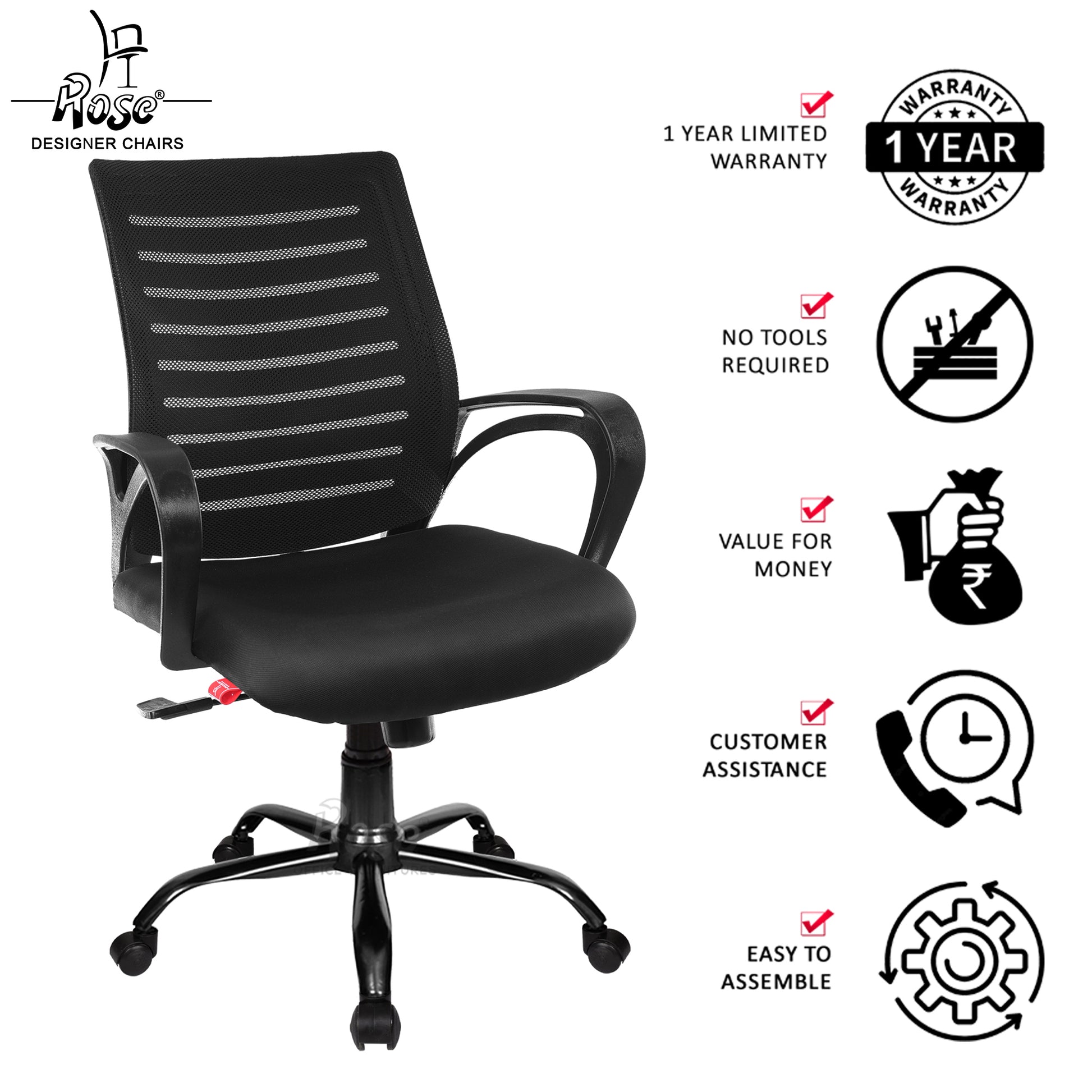 ROSE® Mesh Mid-Back chair (Elite)