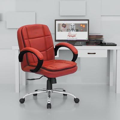 ROSE® Oliveya Leatherette Executive Mid Back Revolving Office Chair (Butterscotch).