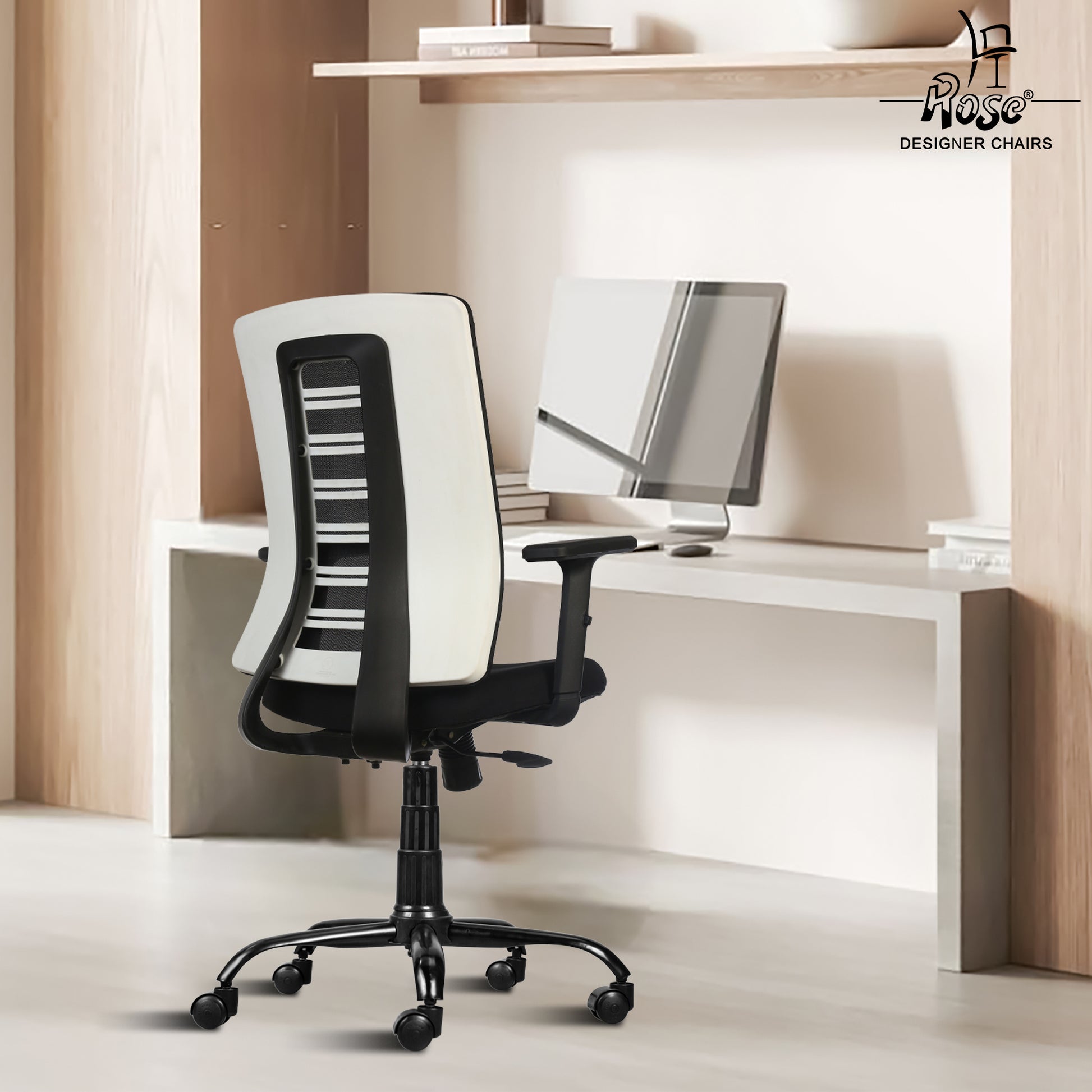ROSE Posh Mesh Mid Back Chair (Black)