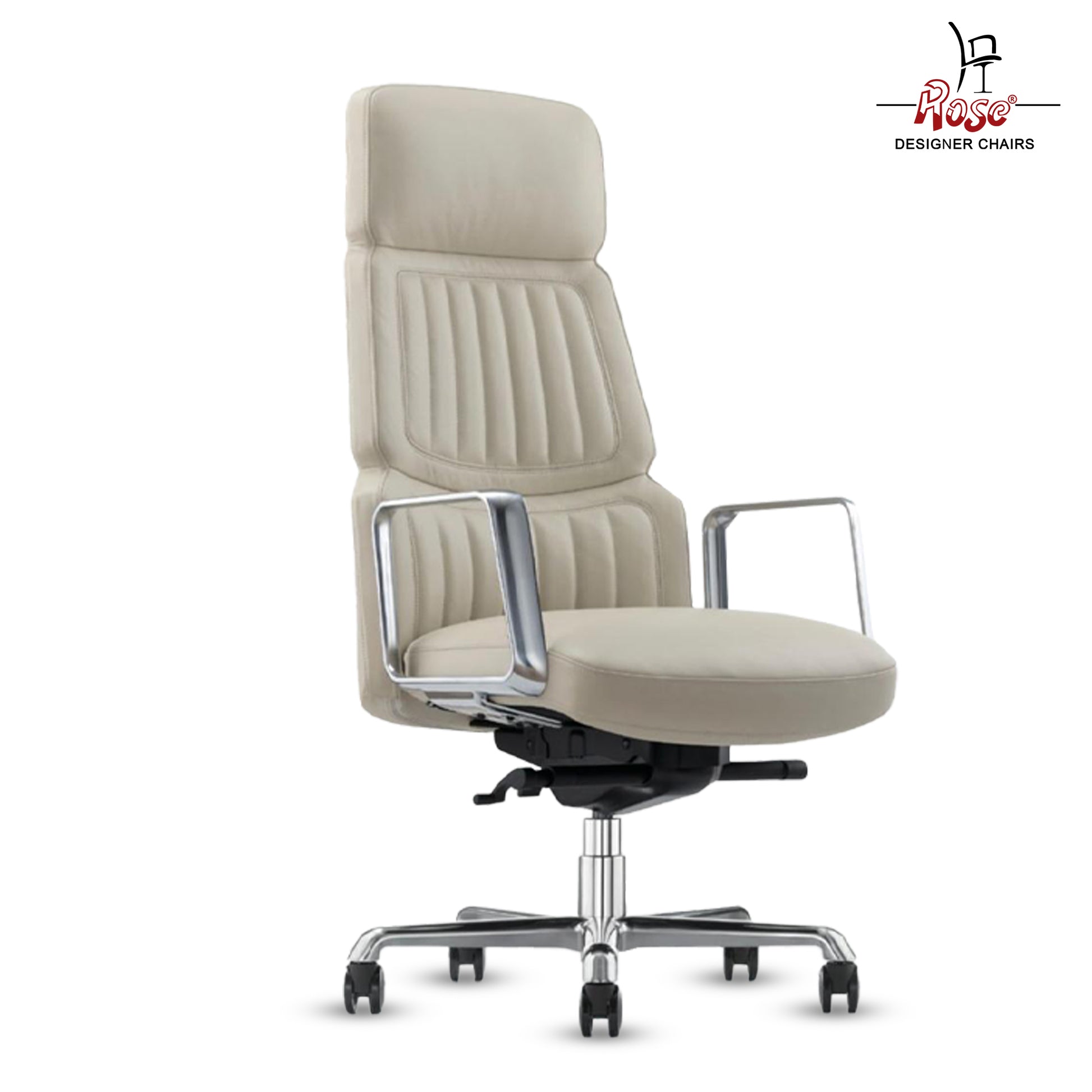 Rose Dhaka Luxurious High Back Chair (White)