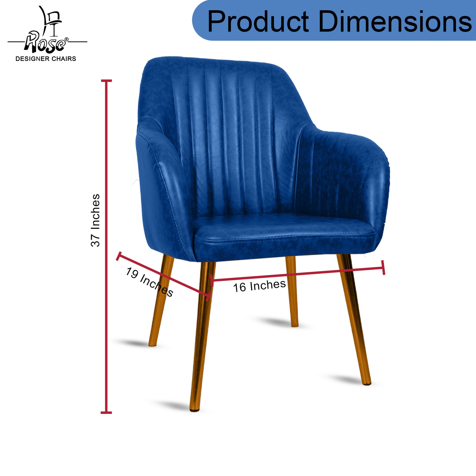 ROSE® Viha Dining Chair | Accent Chair for Living Room with Gold Legs and Copper Legs