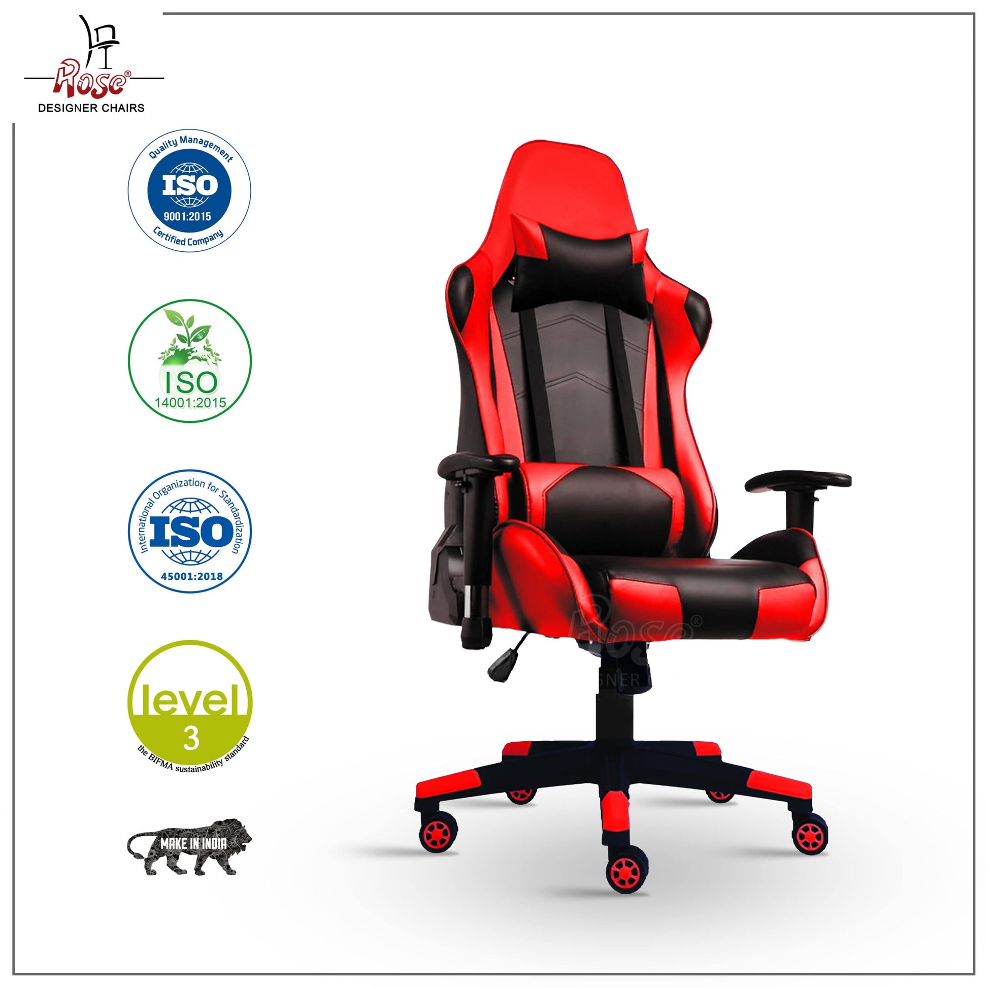 ROSE® Up Gaming with Multi-Functional Ergonomic Gaming Chair (Red)