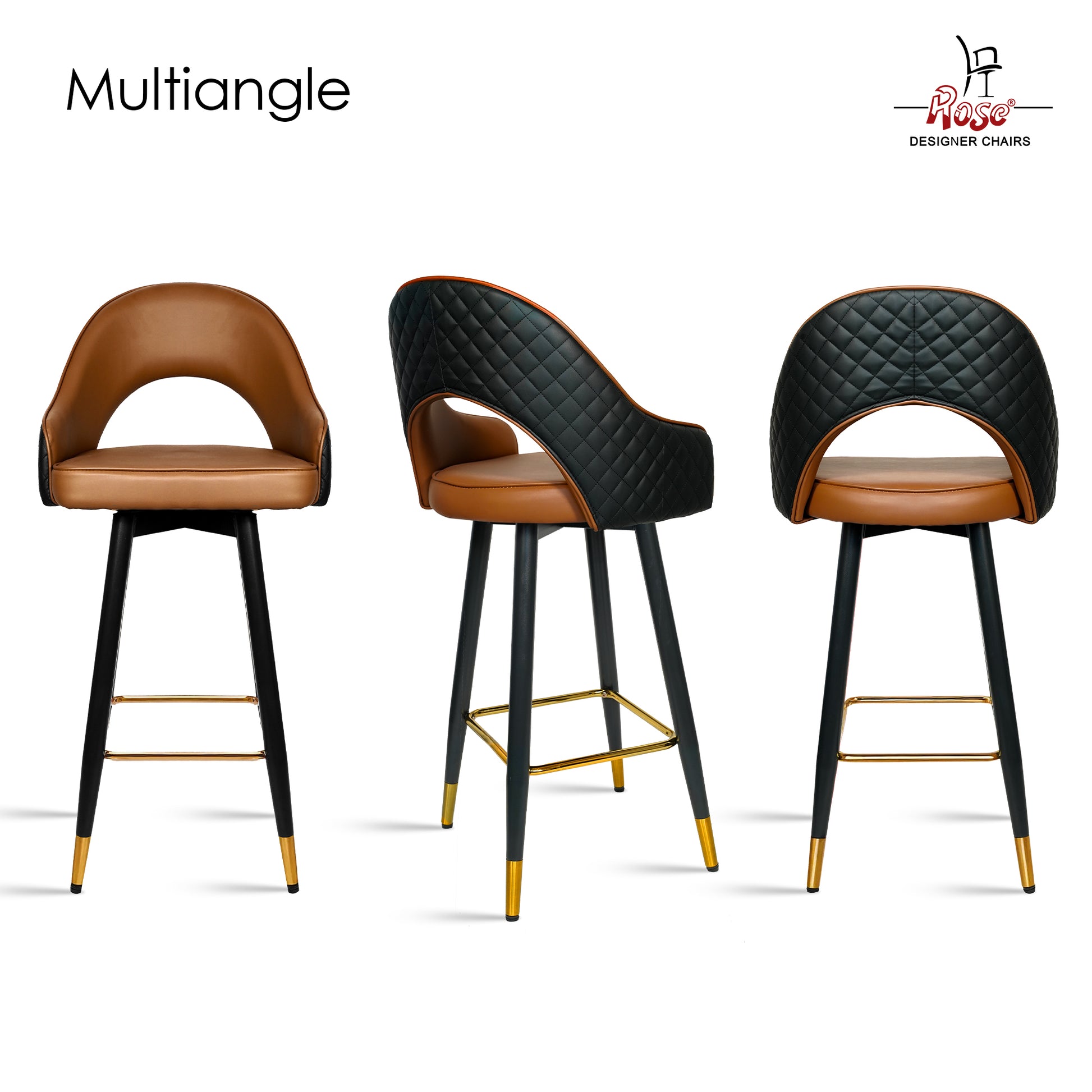 ROSE® Ken Height Adjustable & Revolving Bar Stool (Black)
