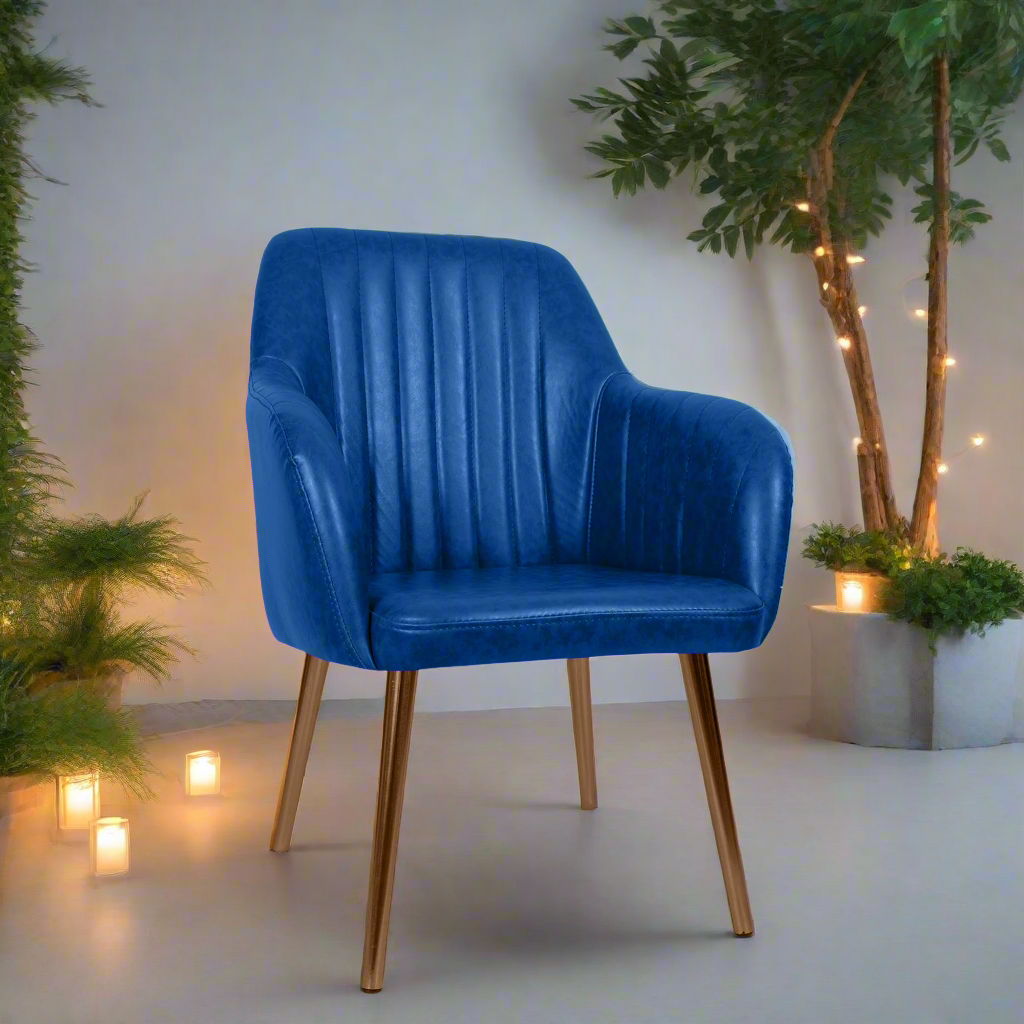 ROSE® Viha Dining Chair | Accent Chair for Living Room with Gold Legs and Copper Legs