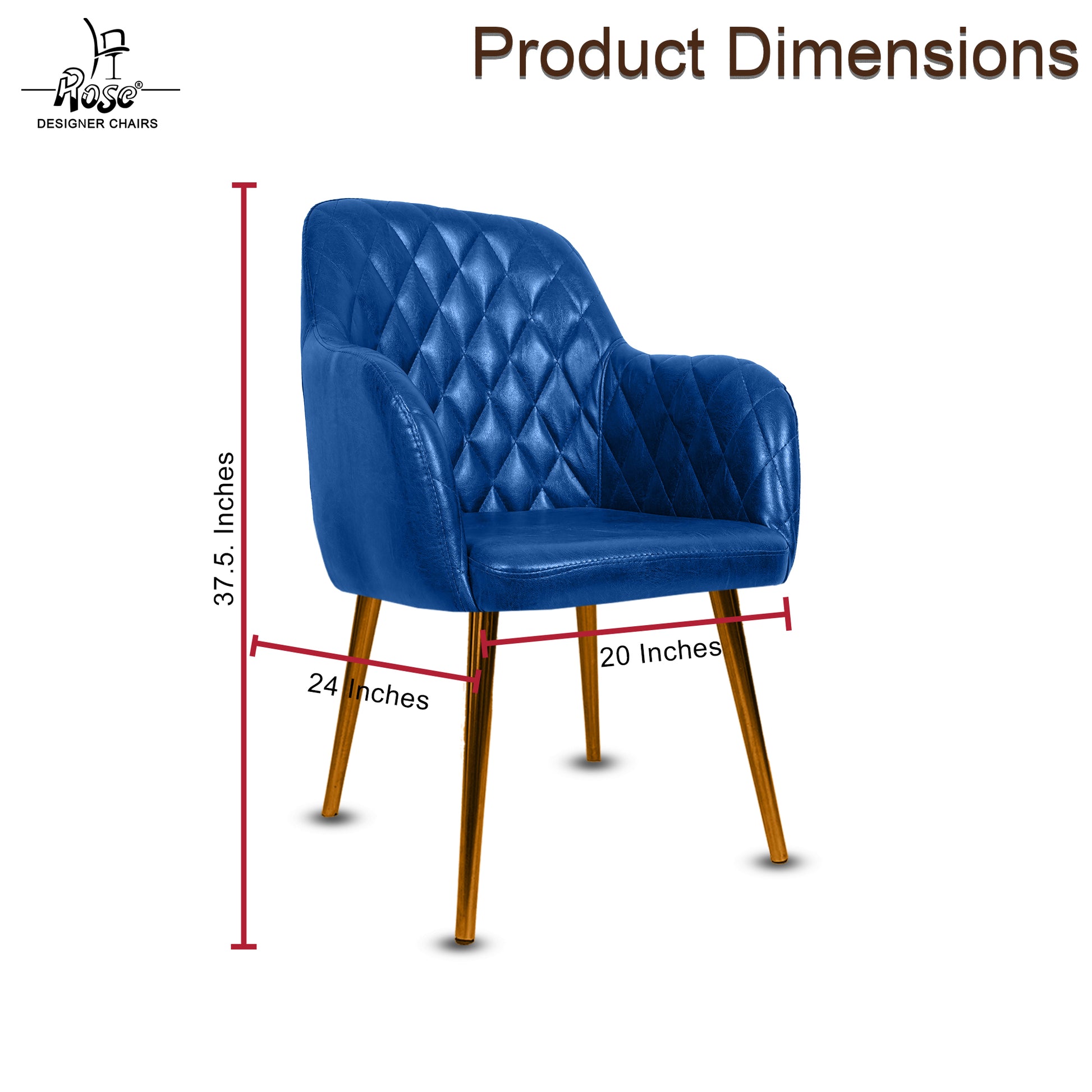 ROSE® Nova Dining Chair | Accent Chair for Living Room with Gold Legs and Copper Legs