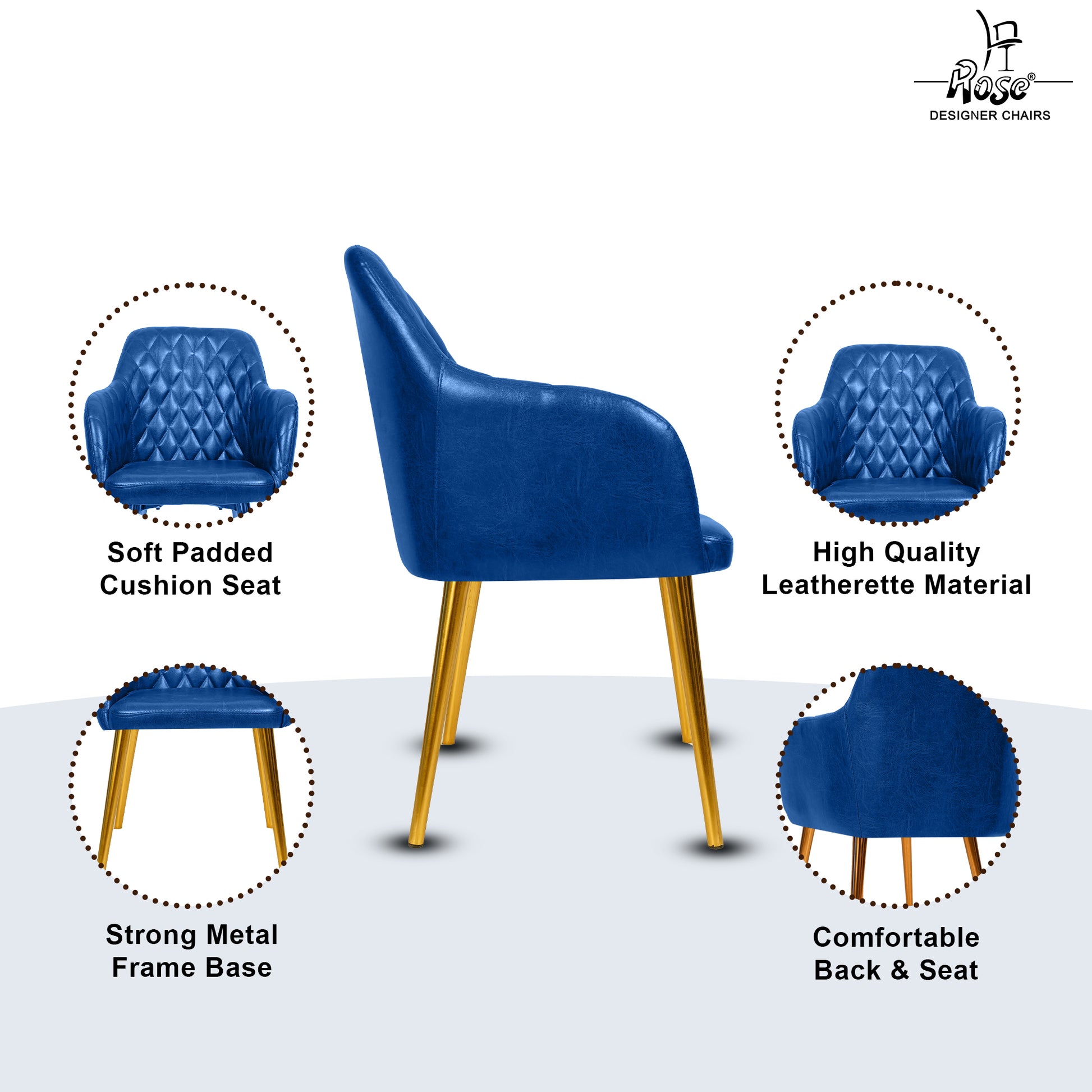 ROSE® Nova Dining Chair | Accent Chair for Living Room with Gold Legs and Copper Legs