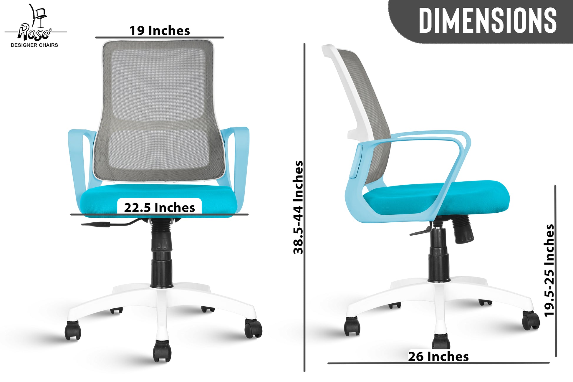 ROSE® Elanzo Mesh Mid-Back Ergonomic Office Chair