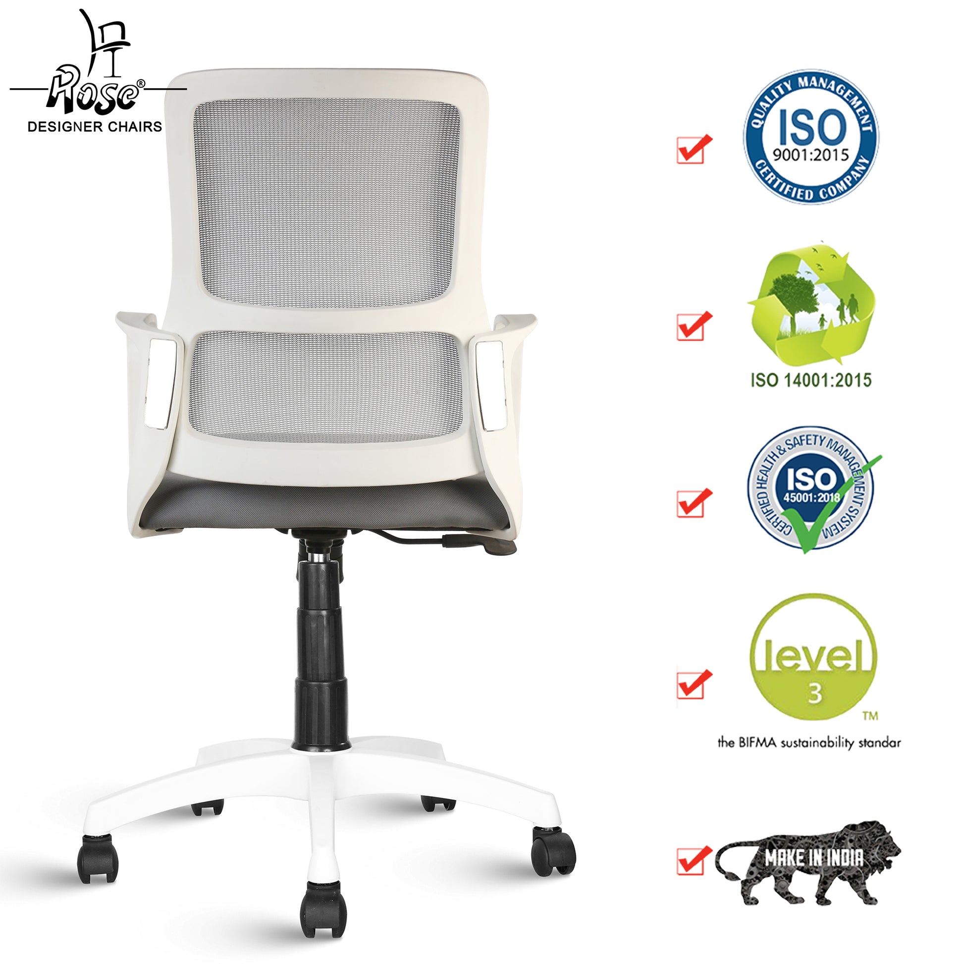 ROSE® Elanzo Mesh Mid-Back Ergonomic Office Chair