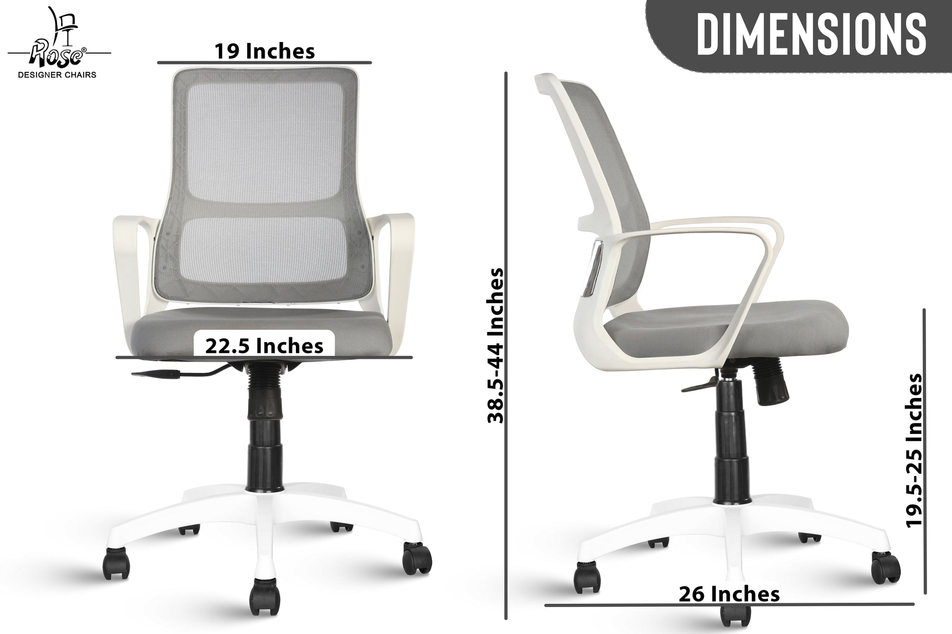 ROSE® Elanzo Mesh Mid-Back Ergonomic Office Chair