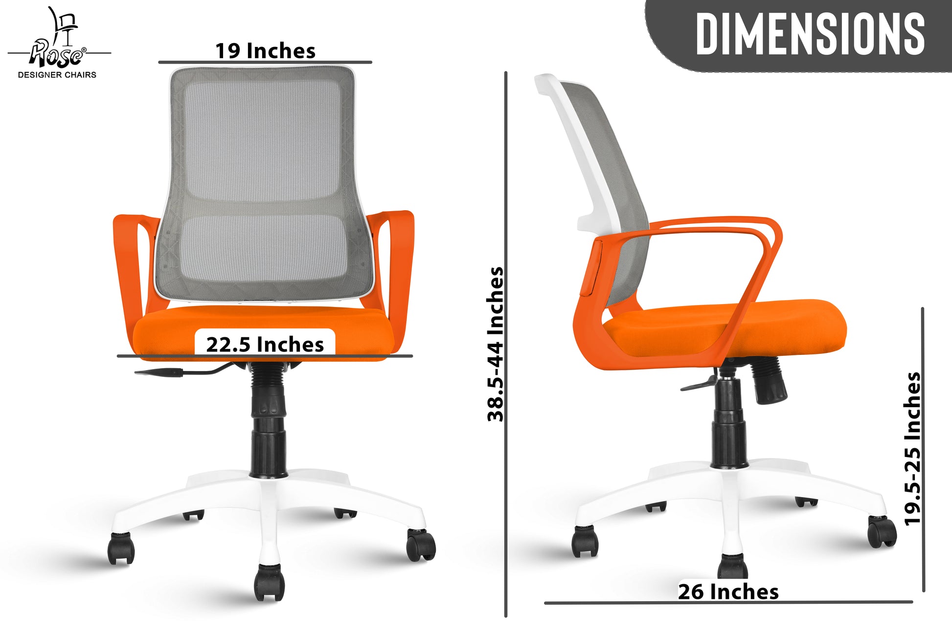 ROSE® Elanzo Mesh Mid-Back Ergonomic Office Chair