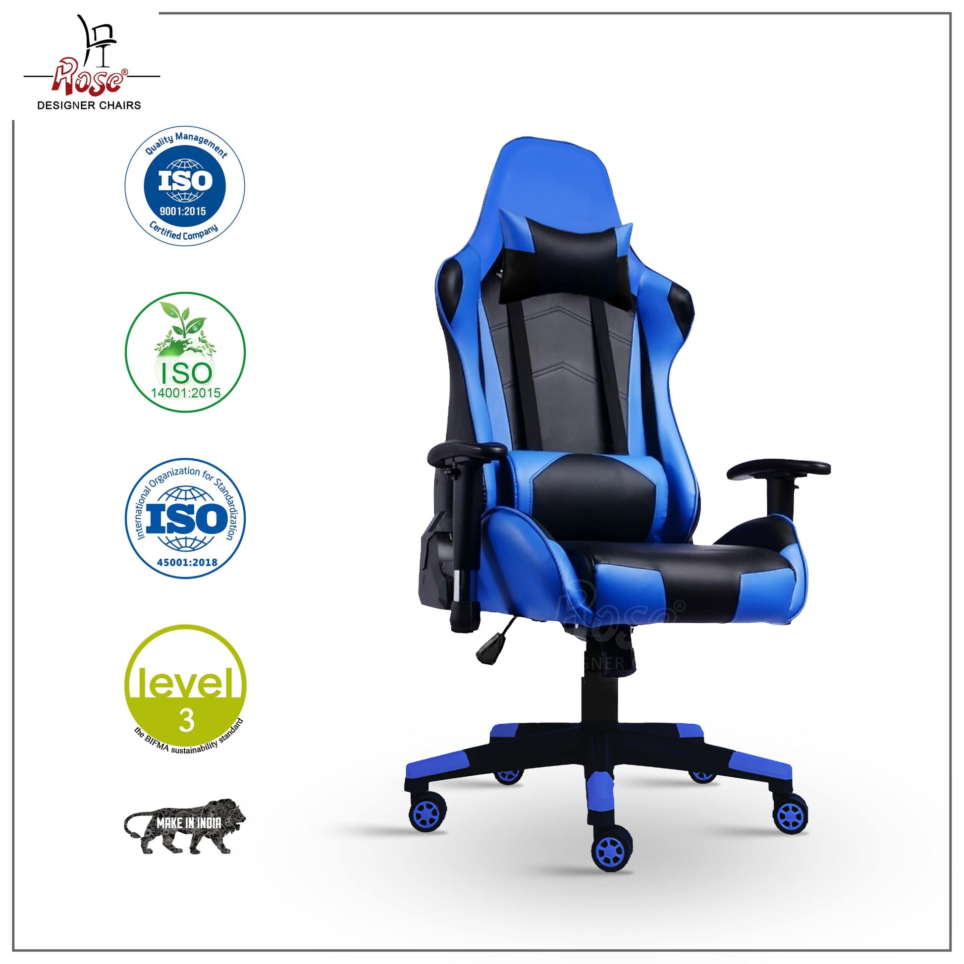 ROSE® Up Gaming with Multi-Functional Ergonomic Gaming Chair (Blue)