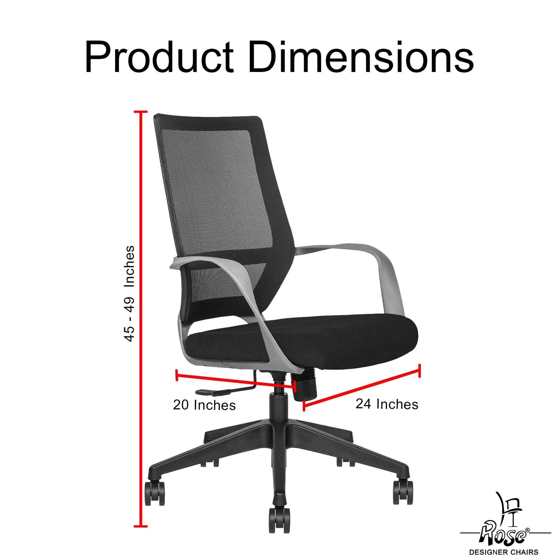 ROSE® Finch Mesh Mid-Back Office Chair