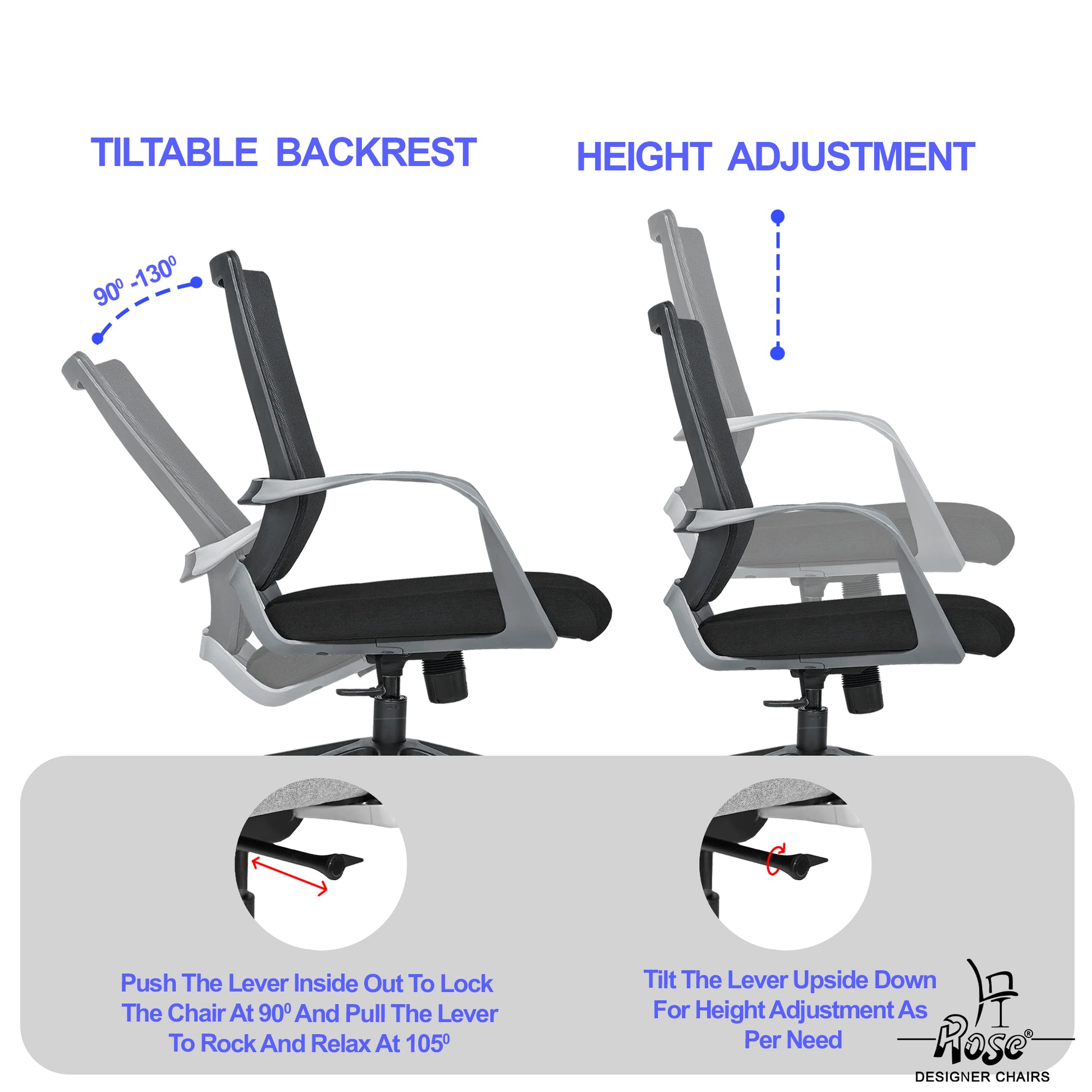 ROSE® Finch Mesh Mid-Back Office Chair