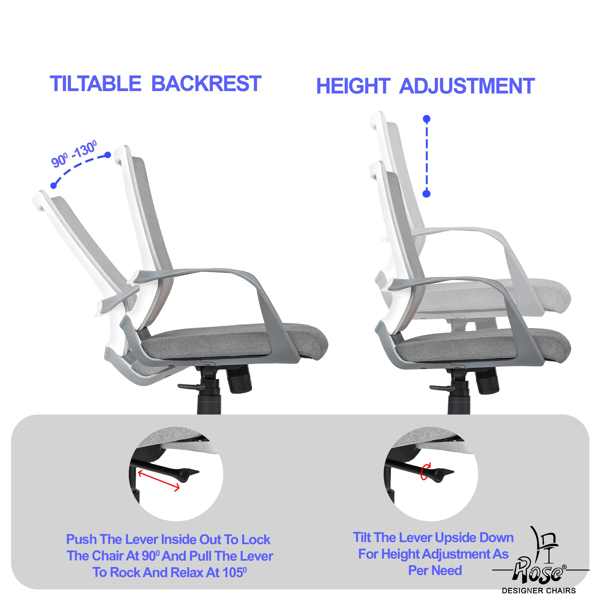 ROSE® Finch Mesh Mid-Back Office Chair