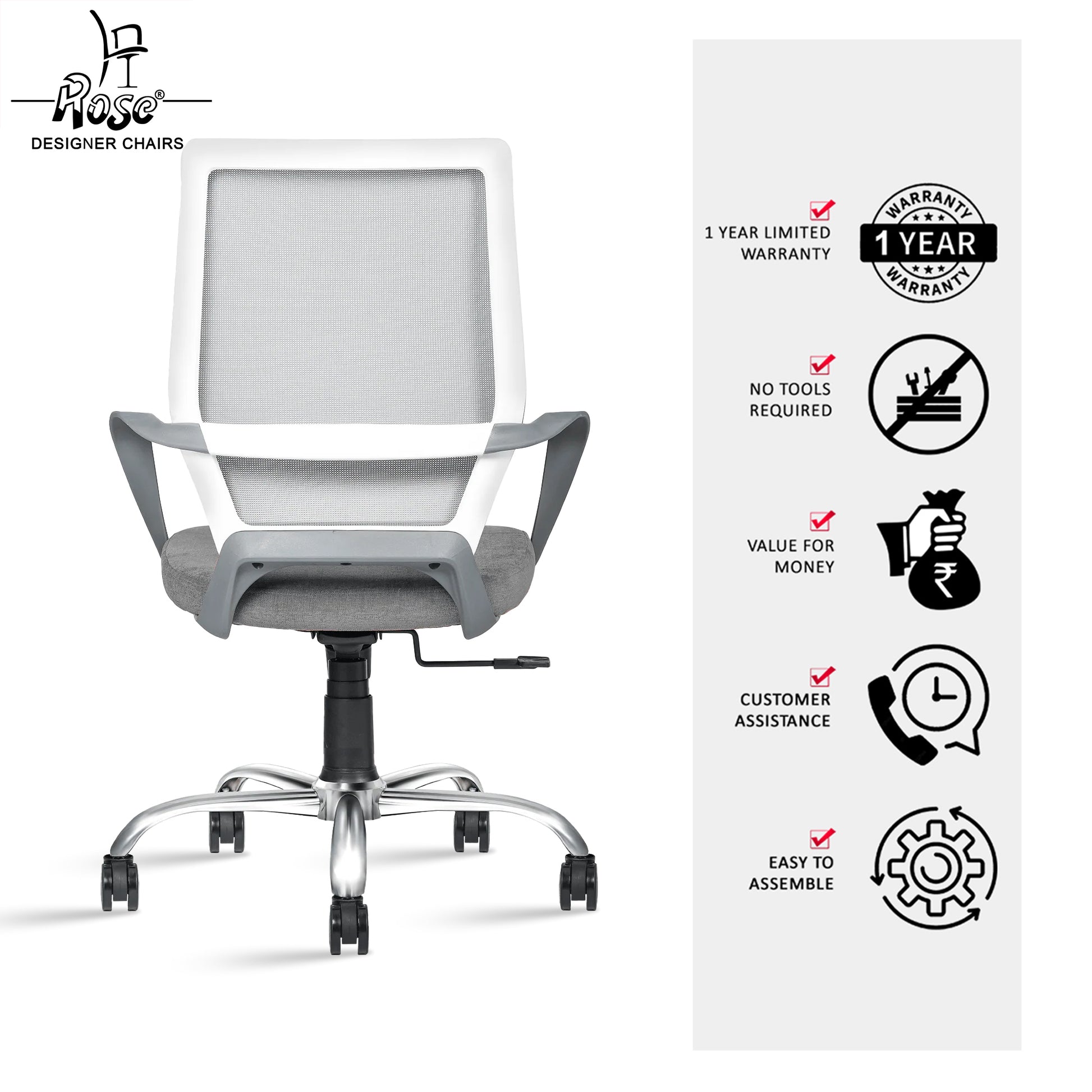 ROSE® Finch Mesh Mid-Back Office Chair