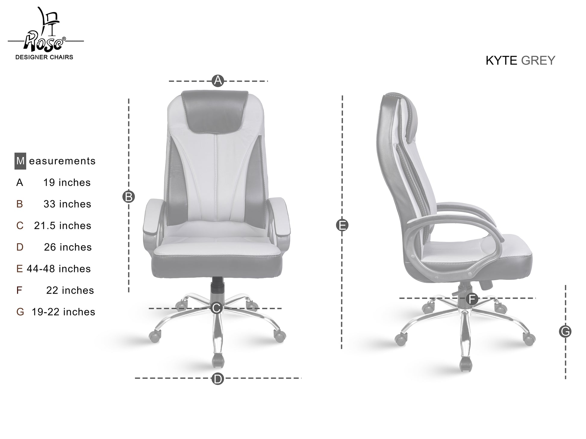 ROSE®Kyte Leatherette Executive High Back Chair