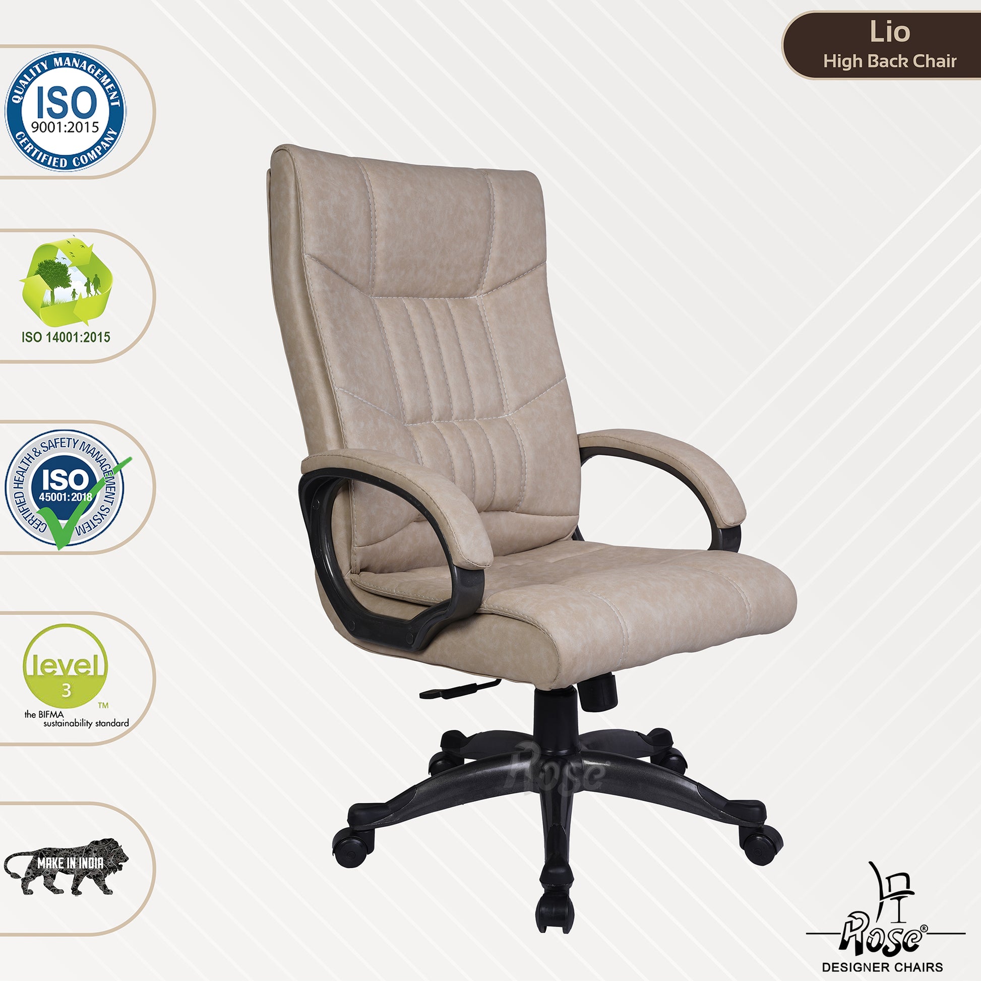 ROSE®Lio Leatherette Executive High Back Chair(Ivory)