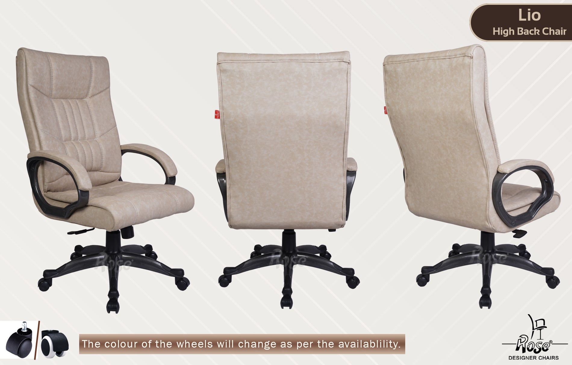 ROSE®Lio Leatherette Executive High Back Chair(Ivory)