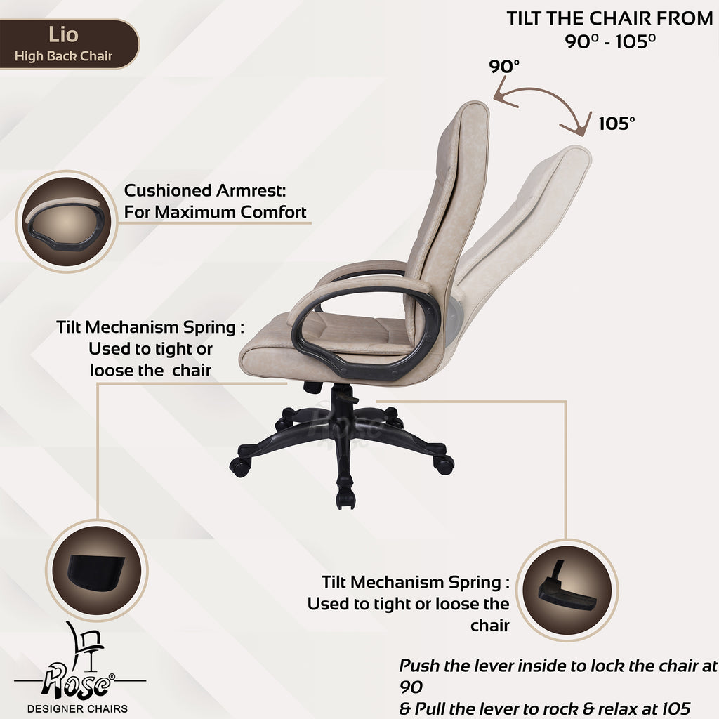 ROSE®Lio Leatherette Executive High Back Chair(Ivory)