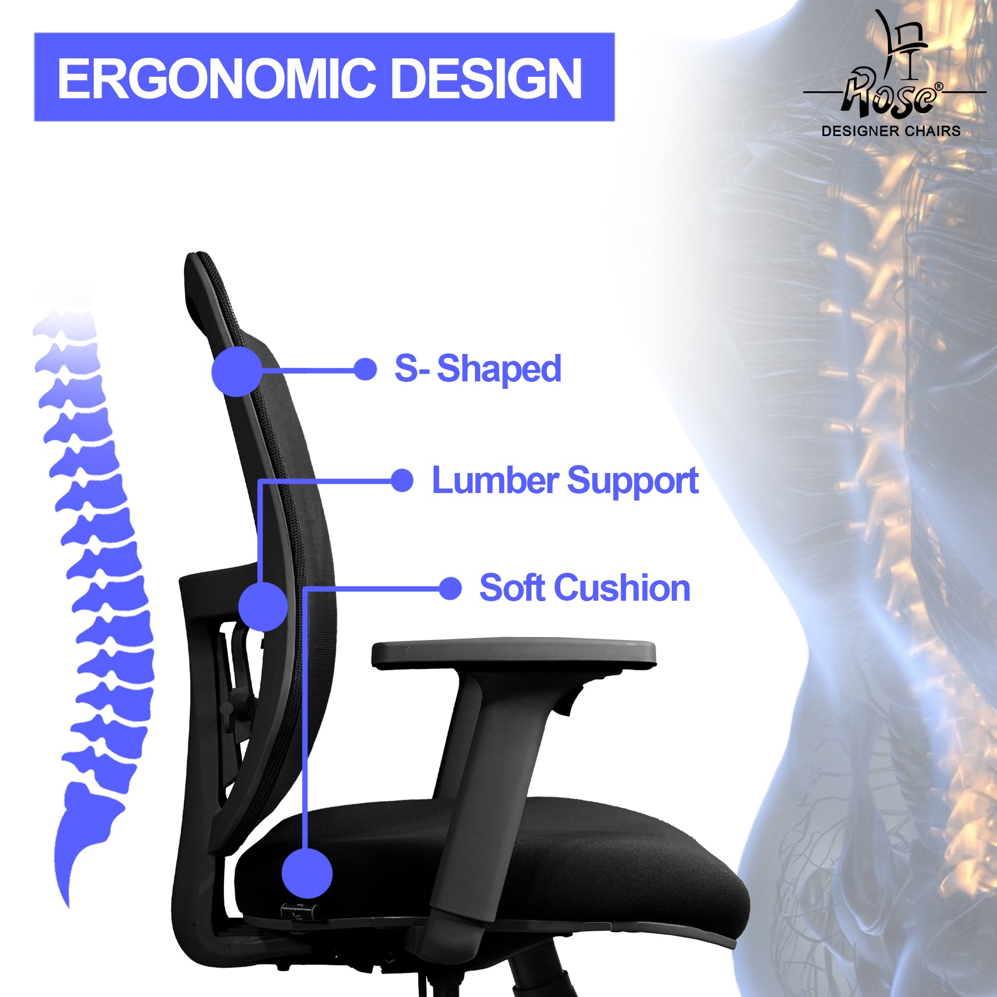 ROSE® Milan Mesh Mid-Back Office Chair