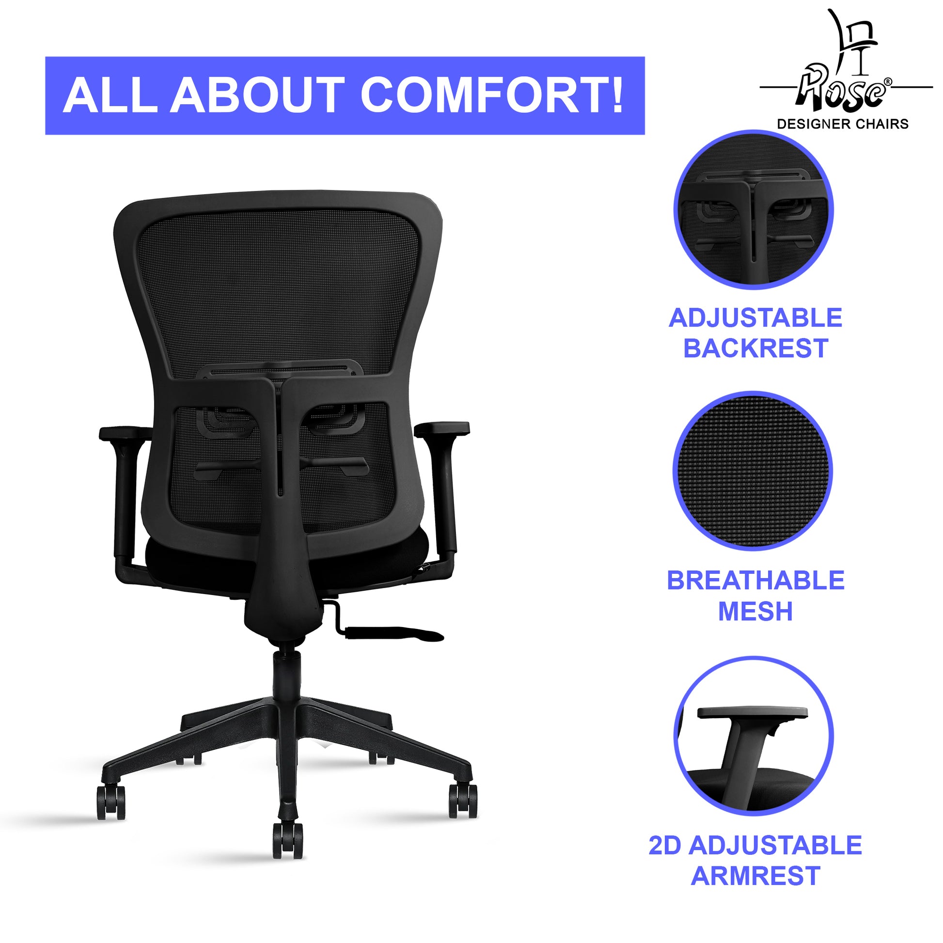ROSE® Milan Mesh Mid-Back Office Chair