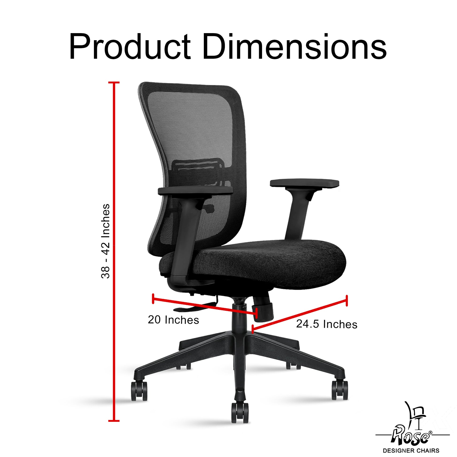 ROSE® Milan Mesh Mid-Back Office Chair